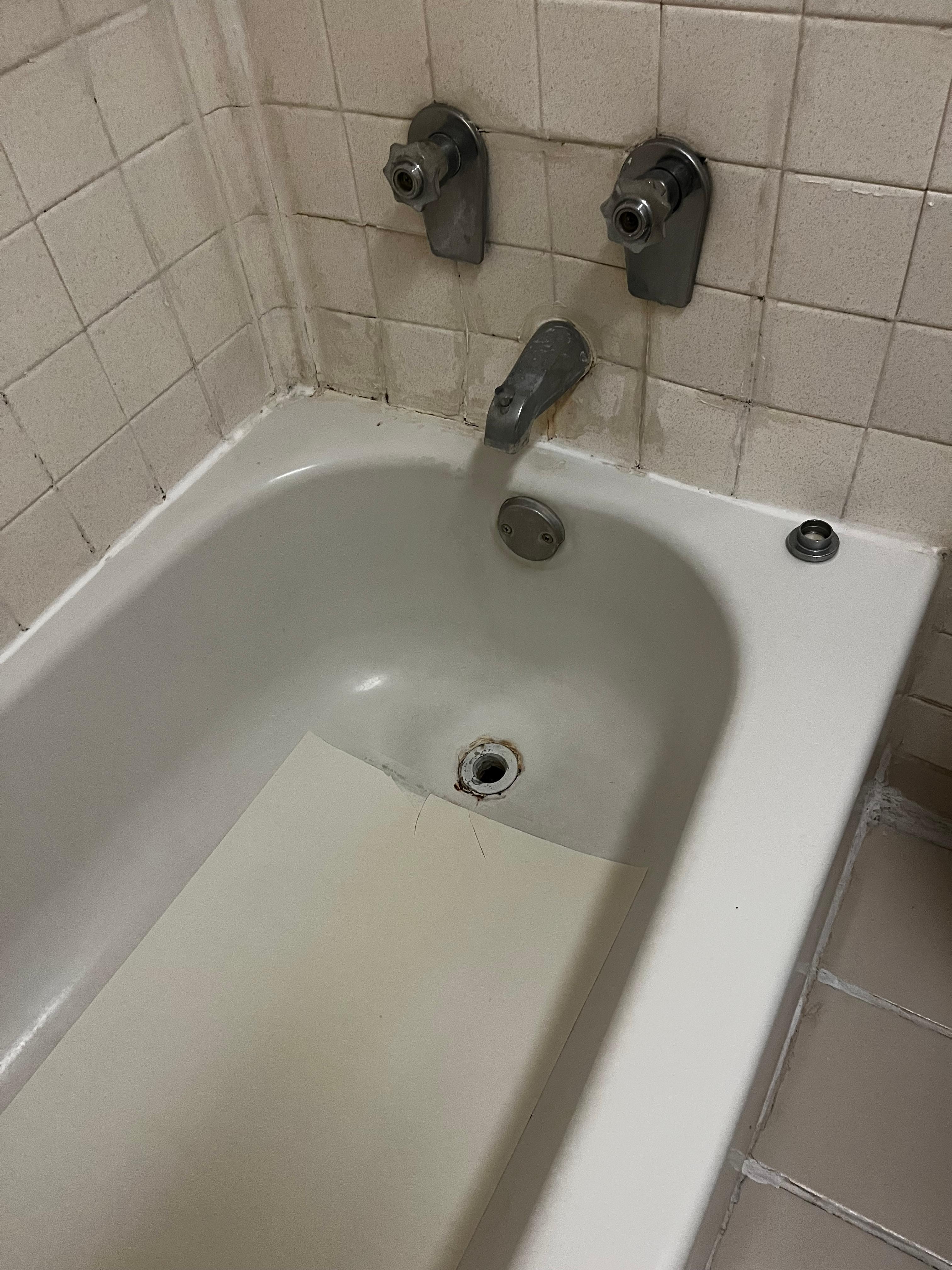 The bathroom in my motel room. I chose not to take a shower. The bathroom is dinky and needs a lot of work. 