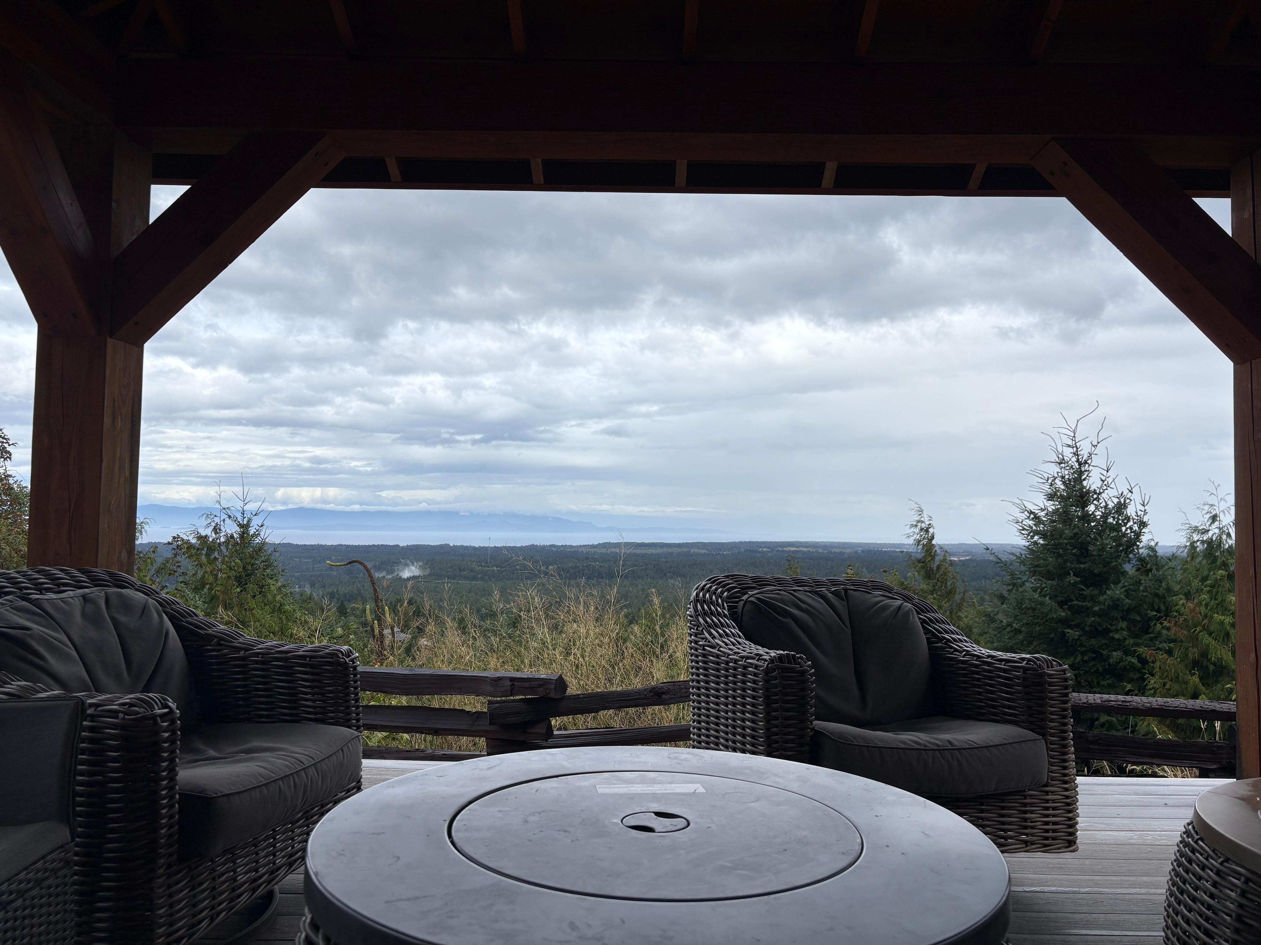 Covered fire pit area views