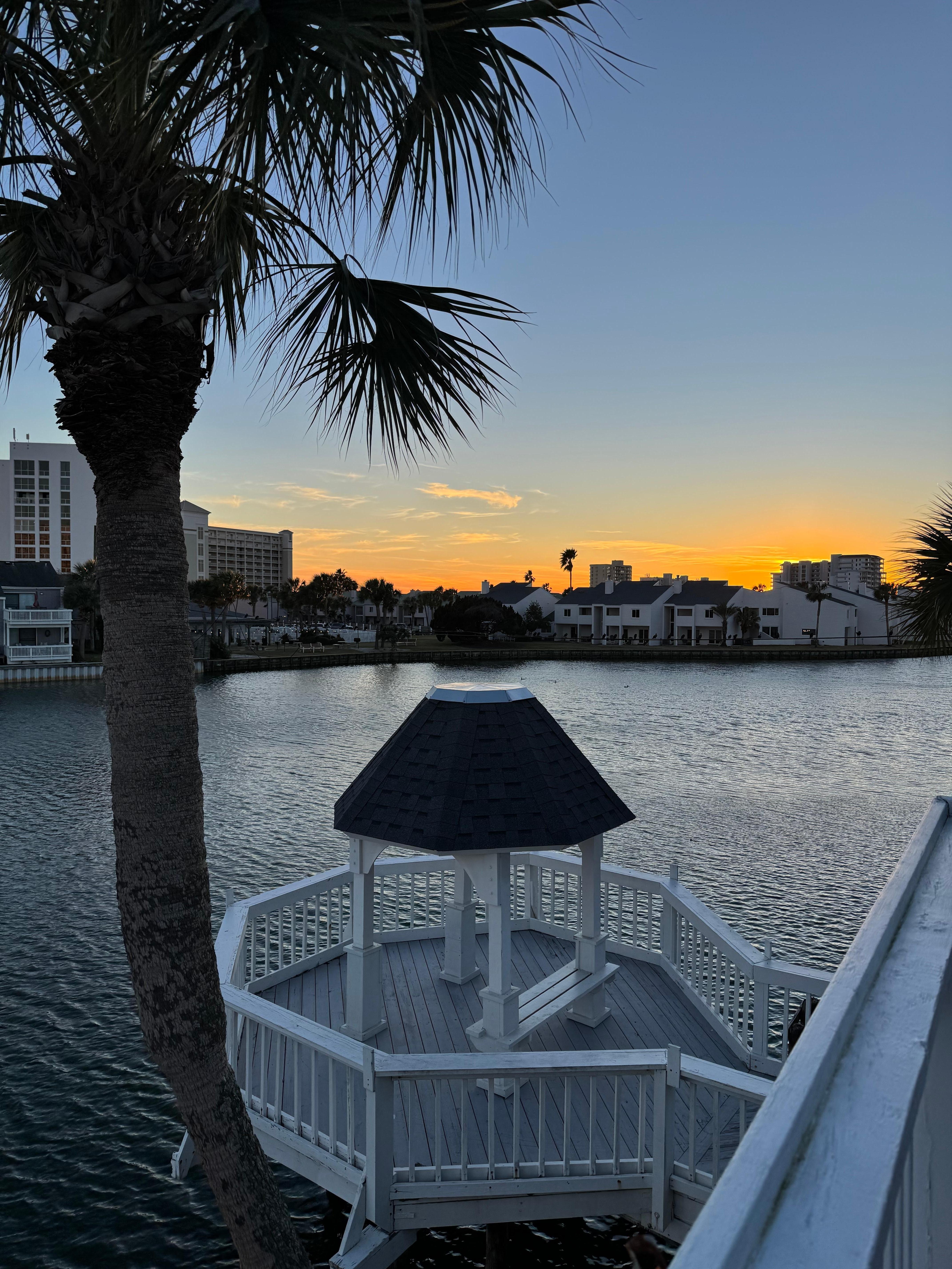 View from the top balcony— almost every evening here or at the beach!