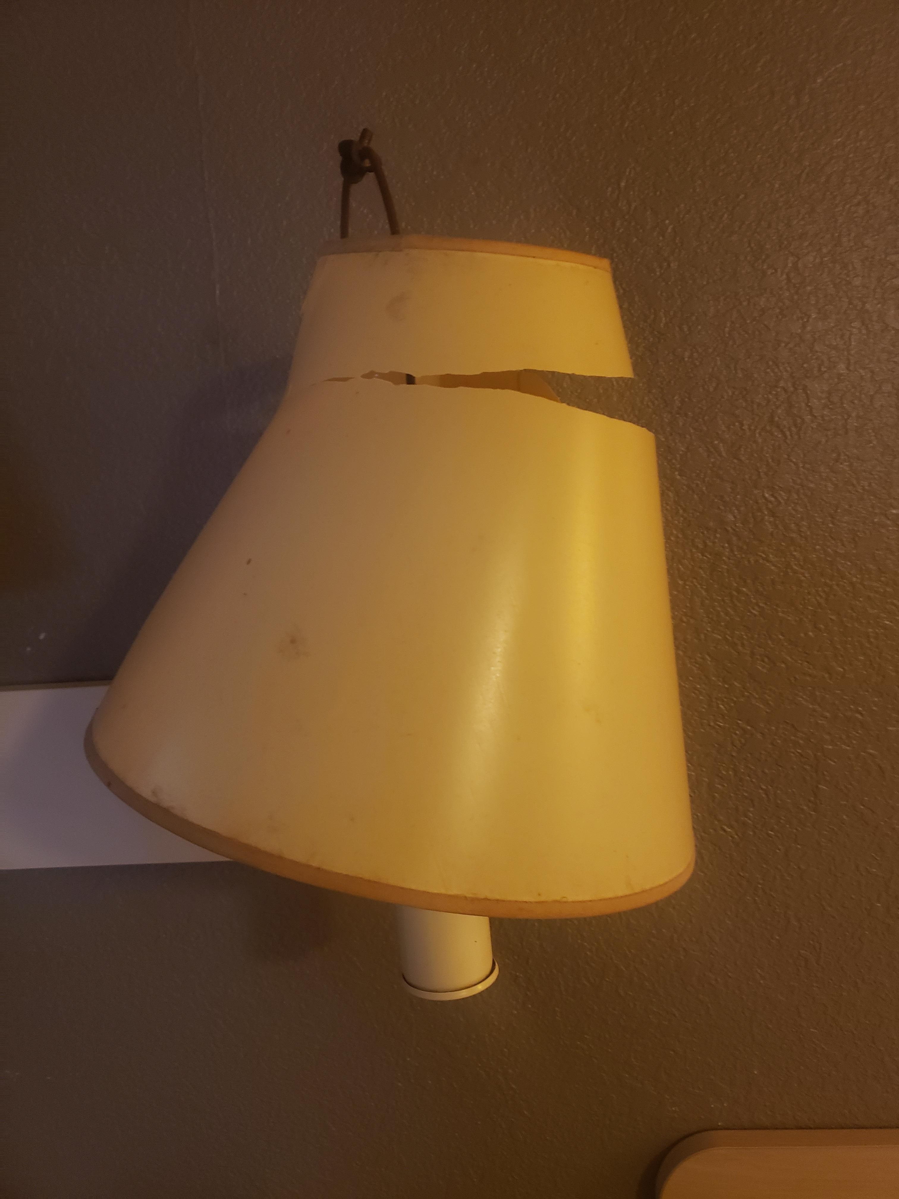 Broken lamp. Only half of the lights worked in the room