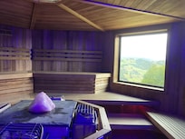Sauna with mountain views