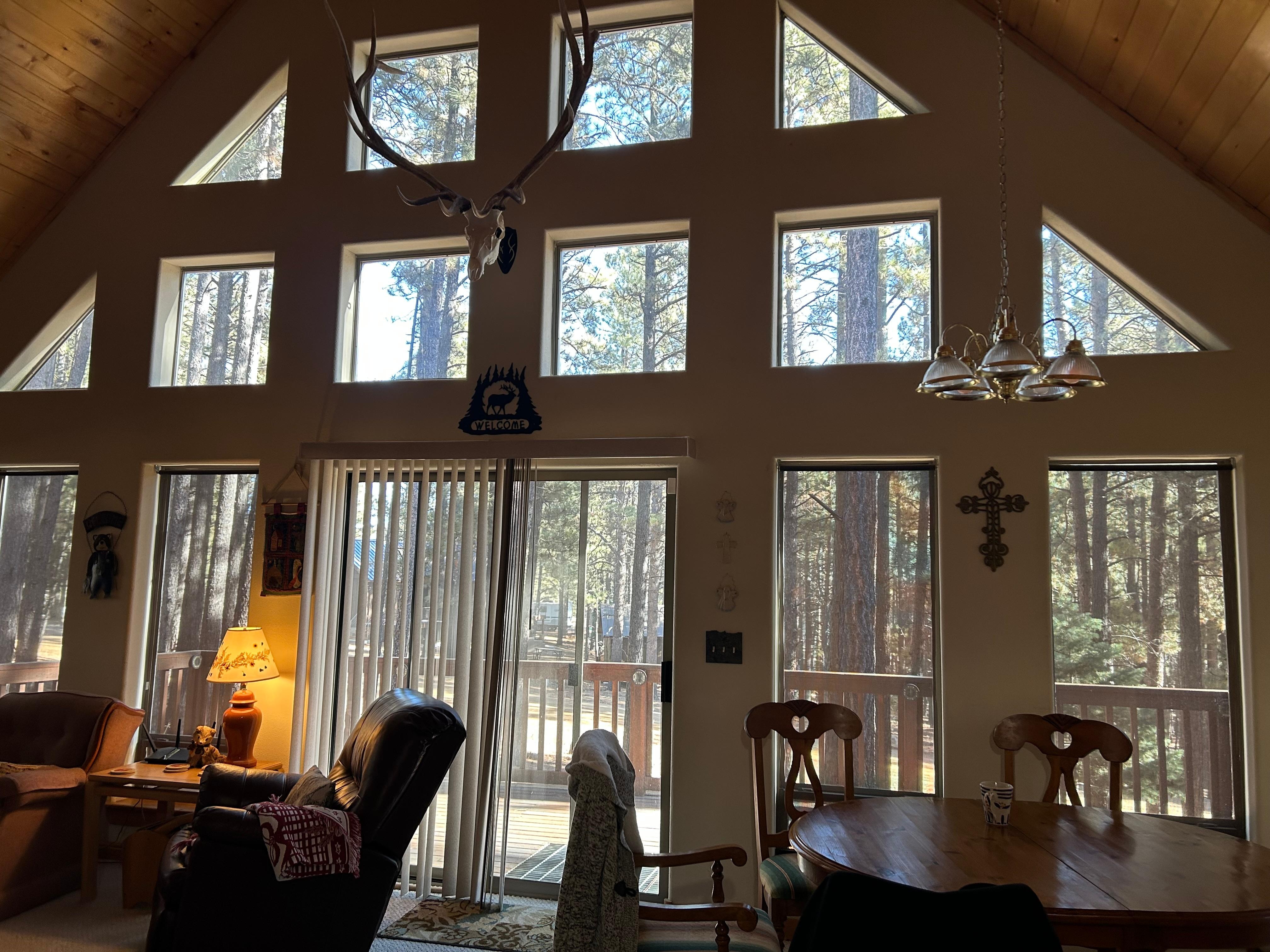 Inside looking out large window