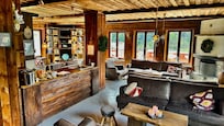 Very cosy living room with chimney and warm atmosphere