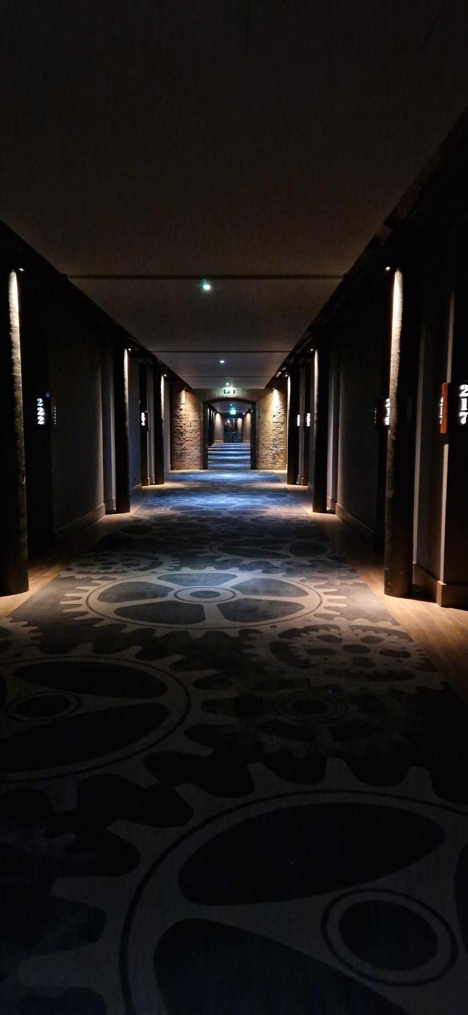 The hallway once you exit the lift