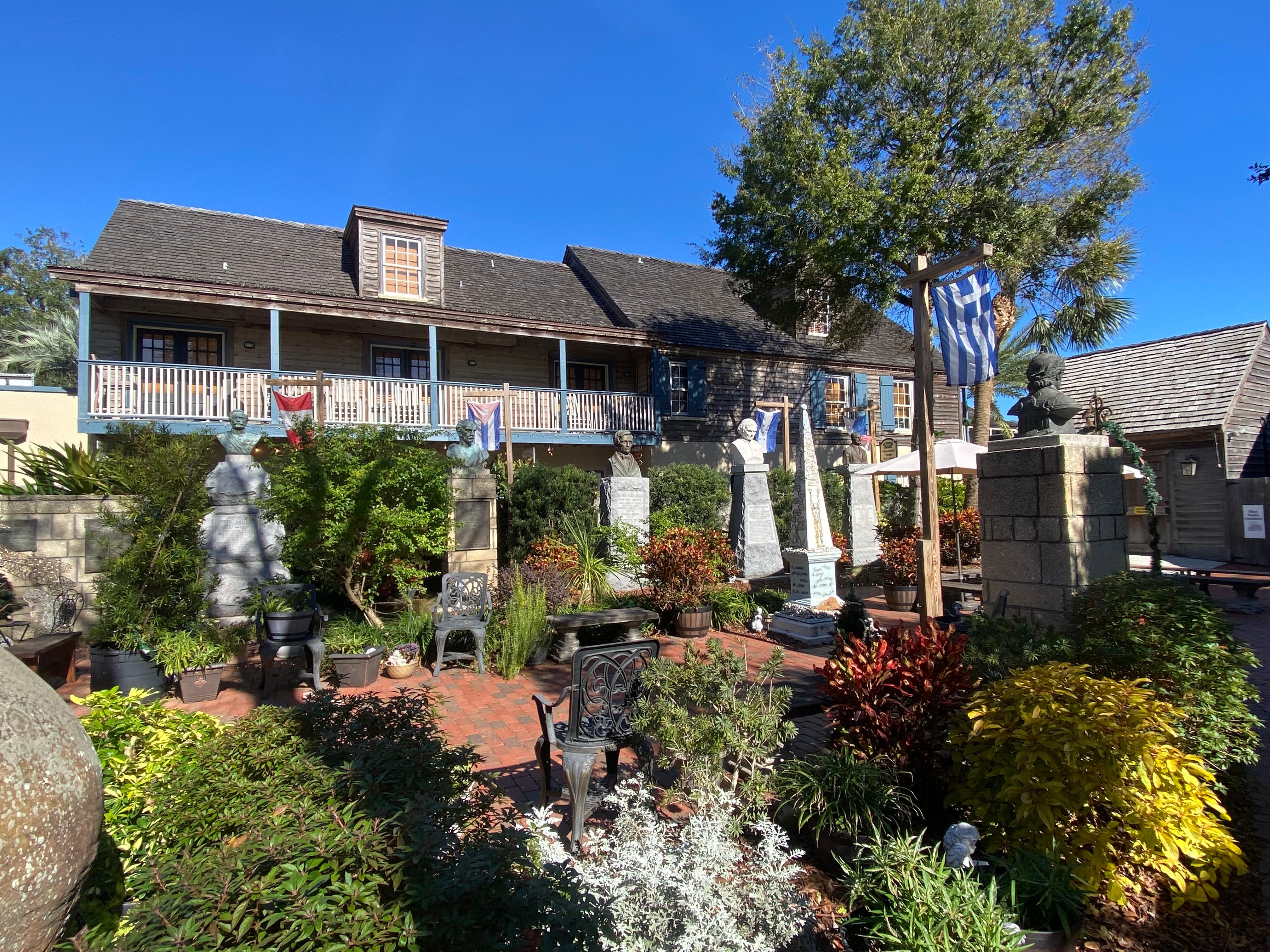 Porch/deck overlooking the oldest school house garden at St. George Inn.