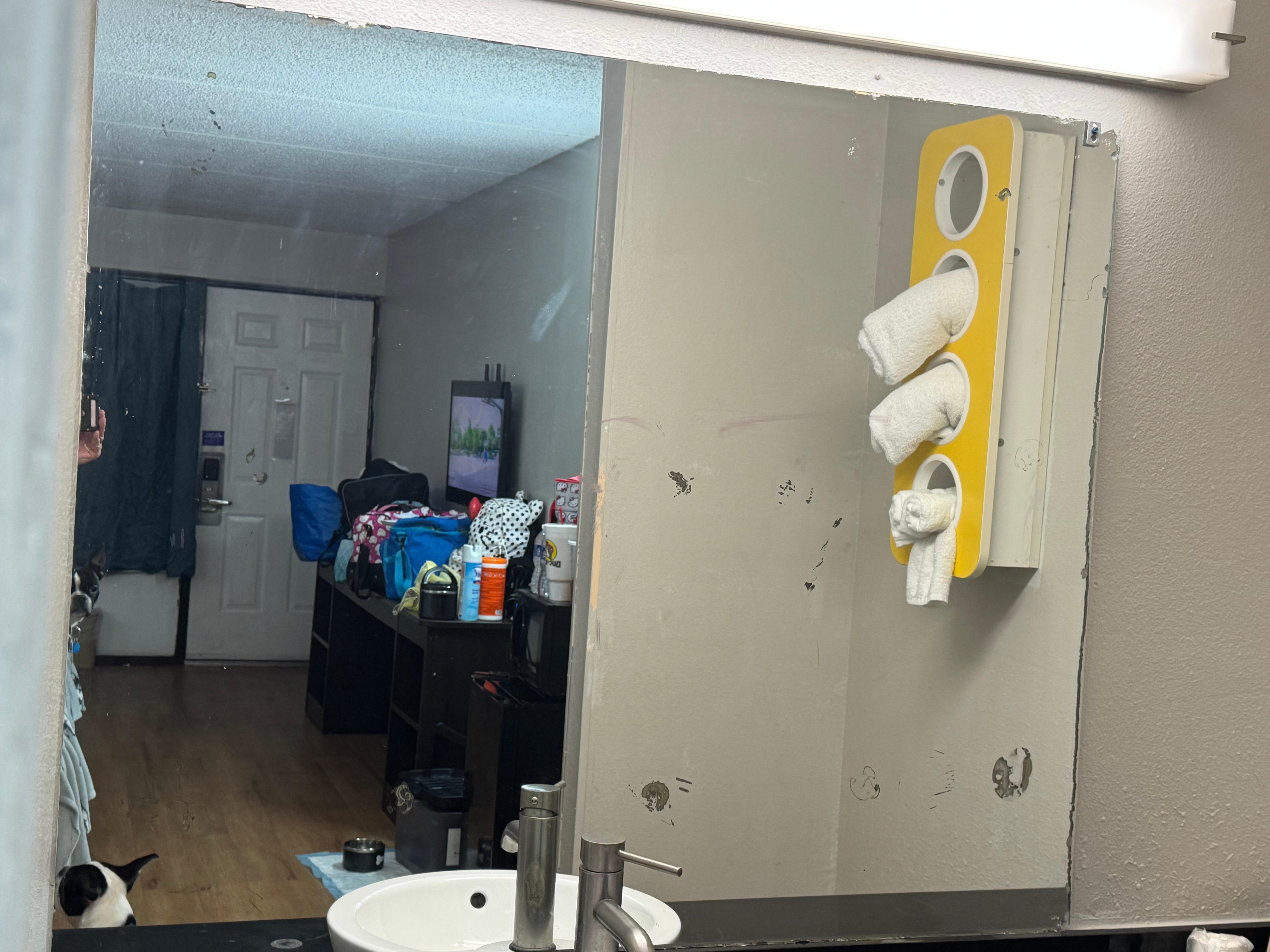 Smears & marks on bathroom mirror