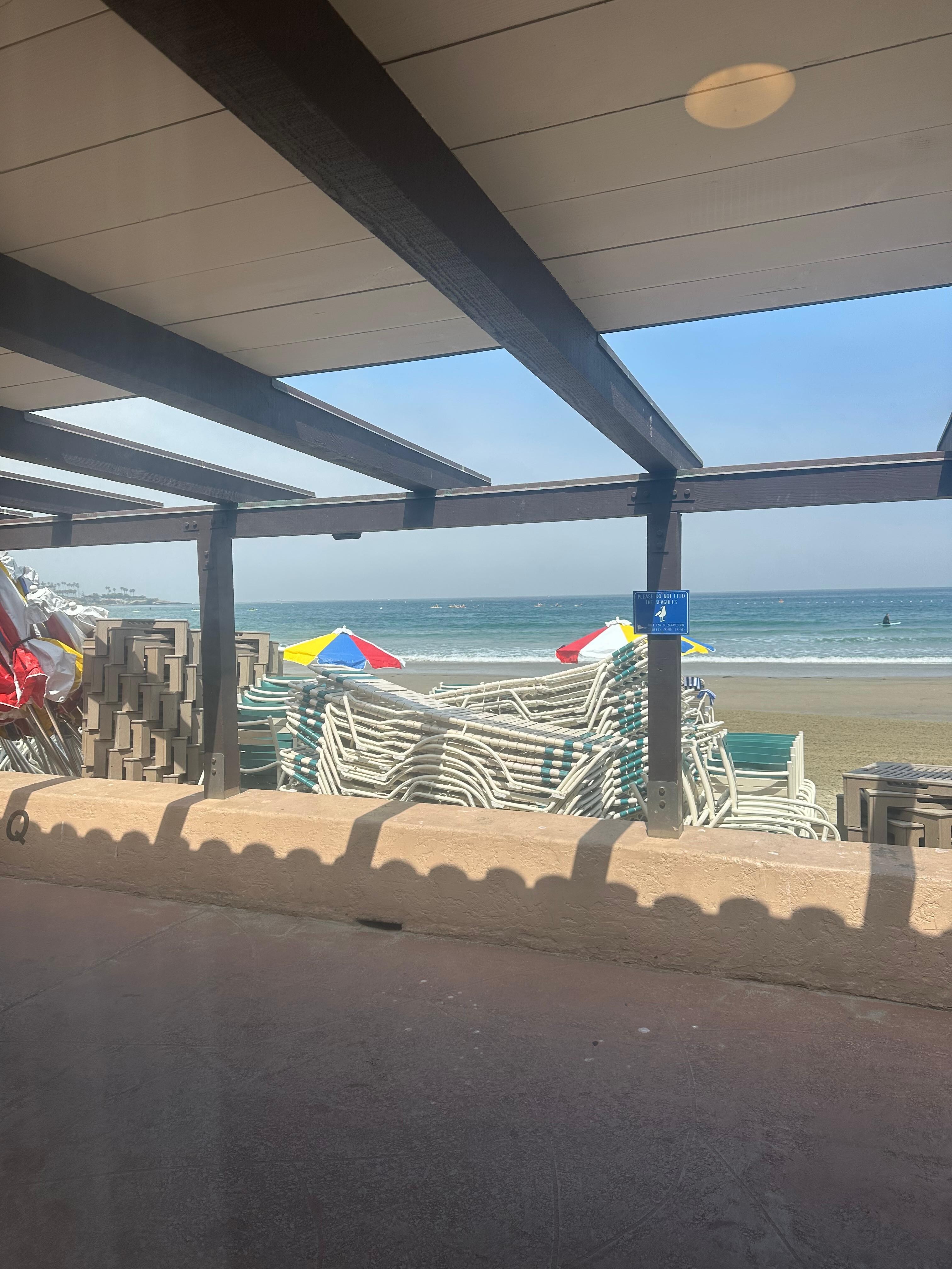 The view from my oceanfront window after I asked staff to remove the chairs and tables.