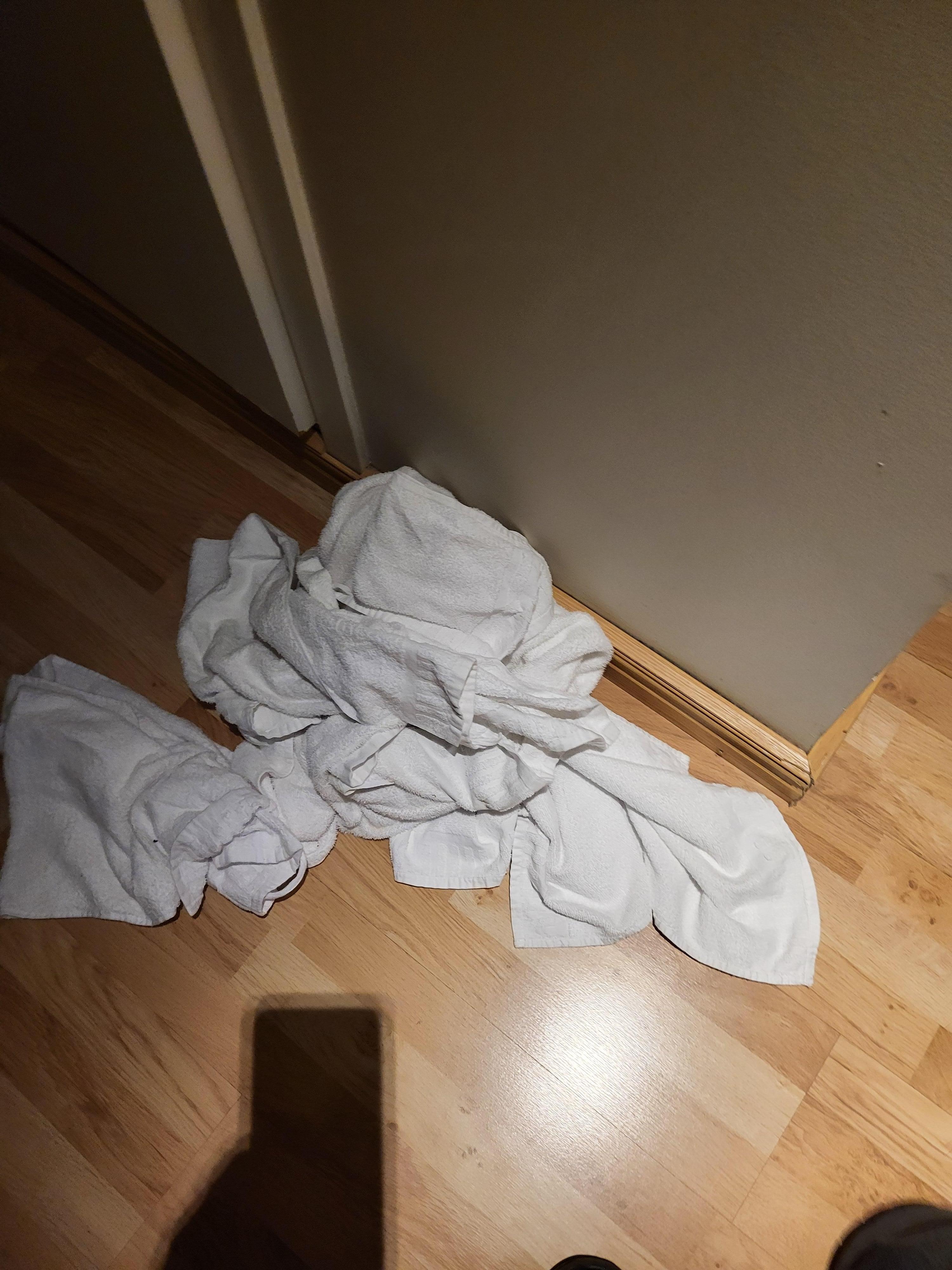 Håndklær etter 2 dager.
Måtte hente nye fra resepsjonen. 