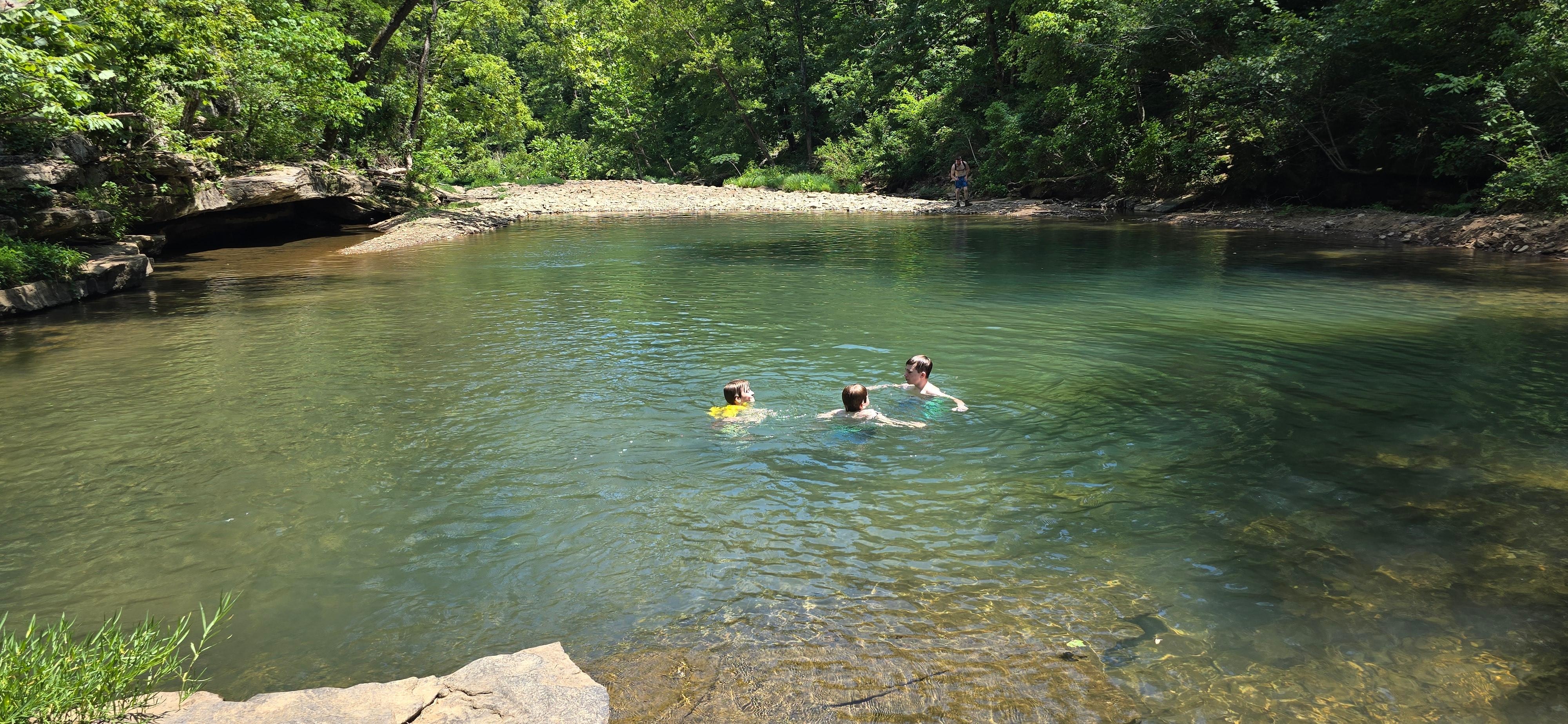 Swimming hole found further down the river. 