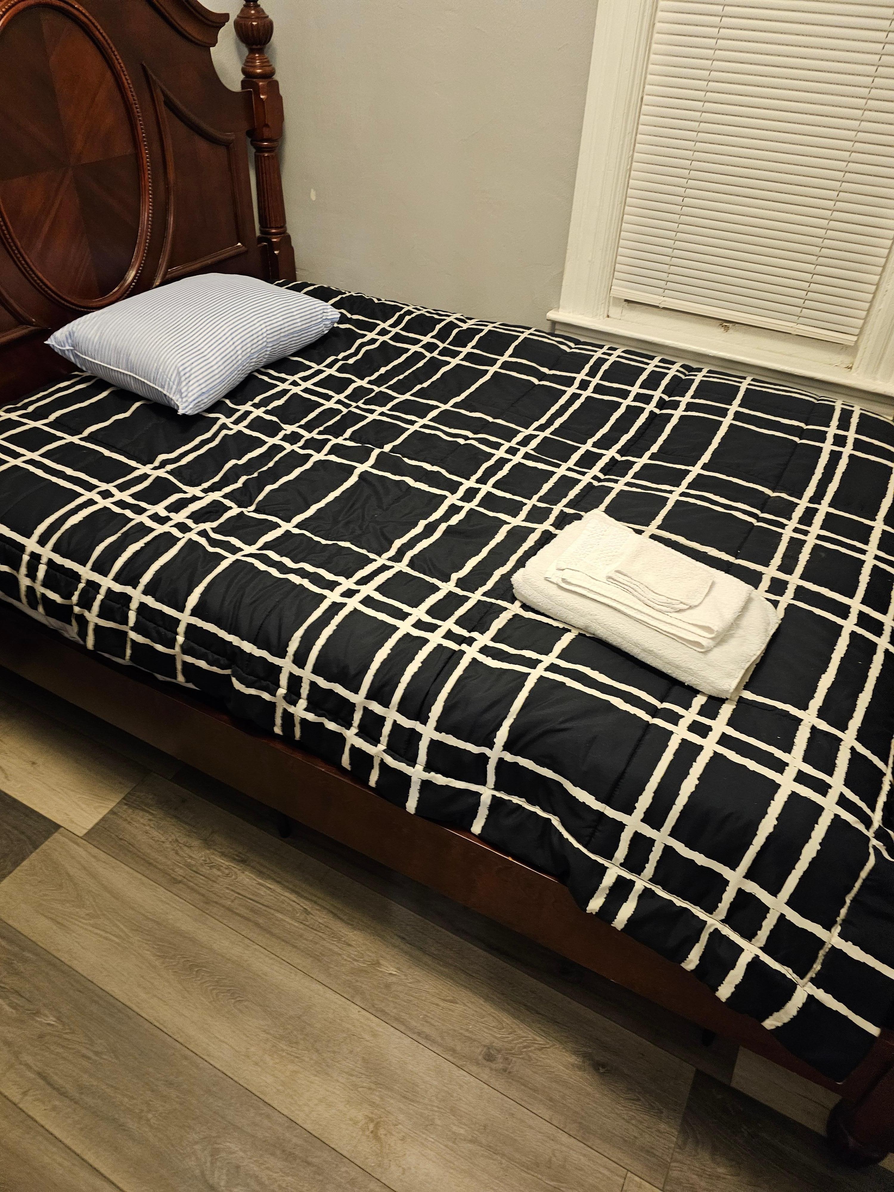 One pillow one towel. No pillowcase