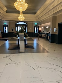 Hotel foyer looking towards front