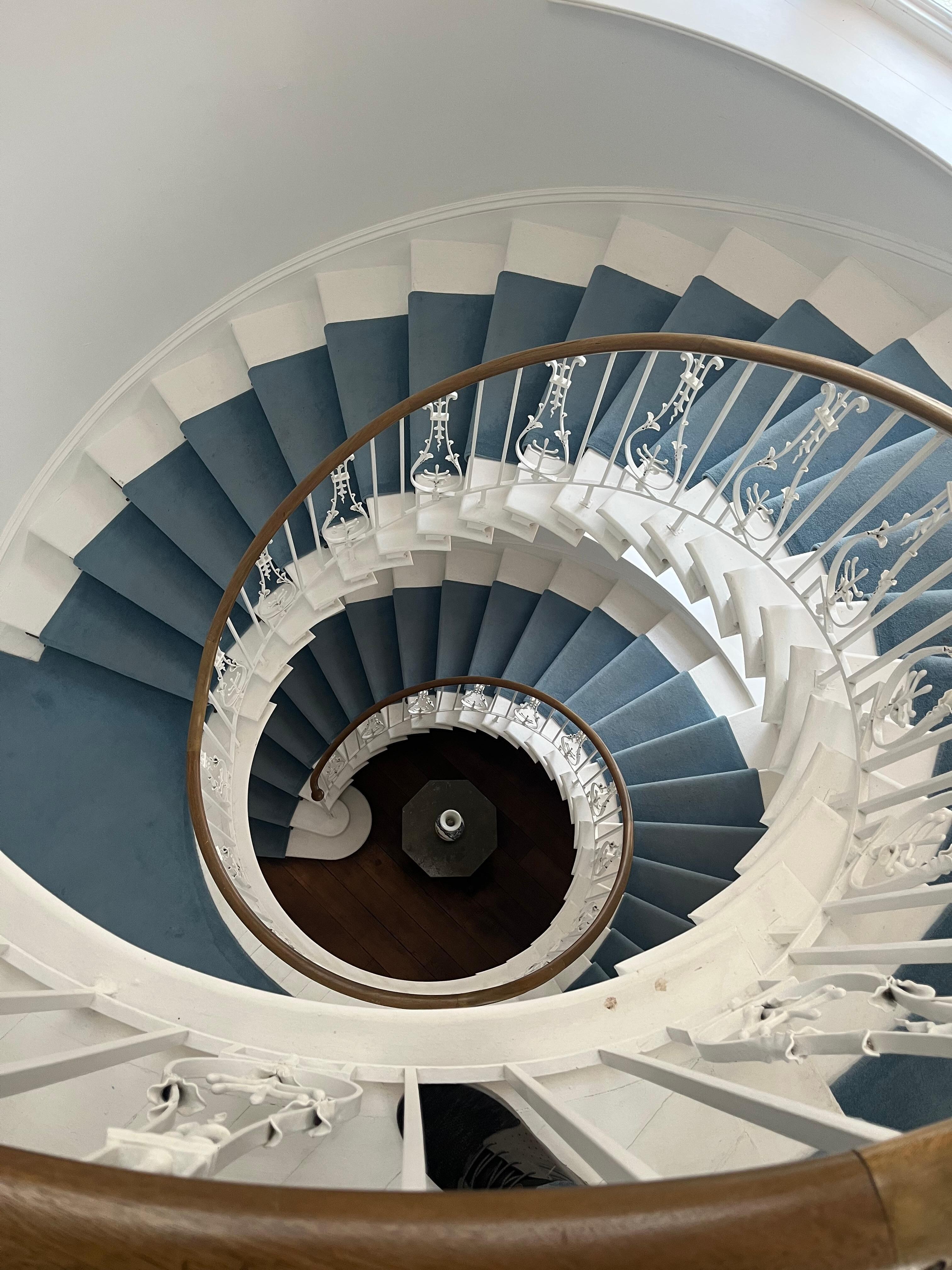 The spiral staircase up to our room