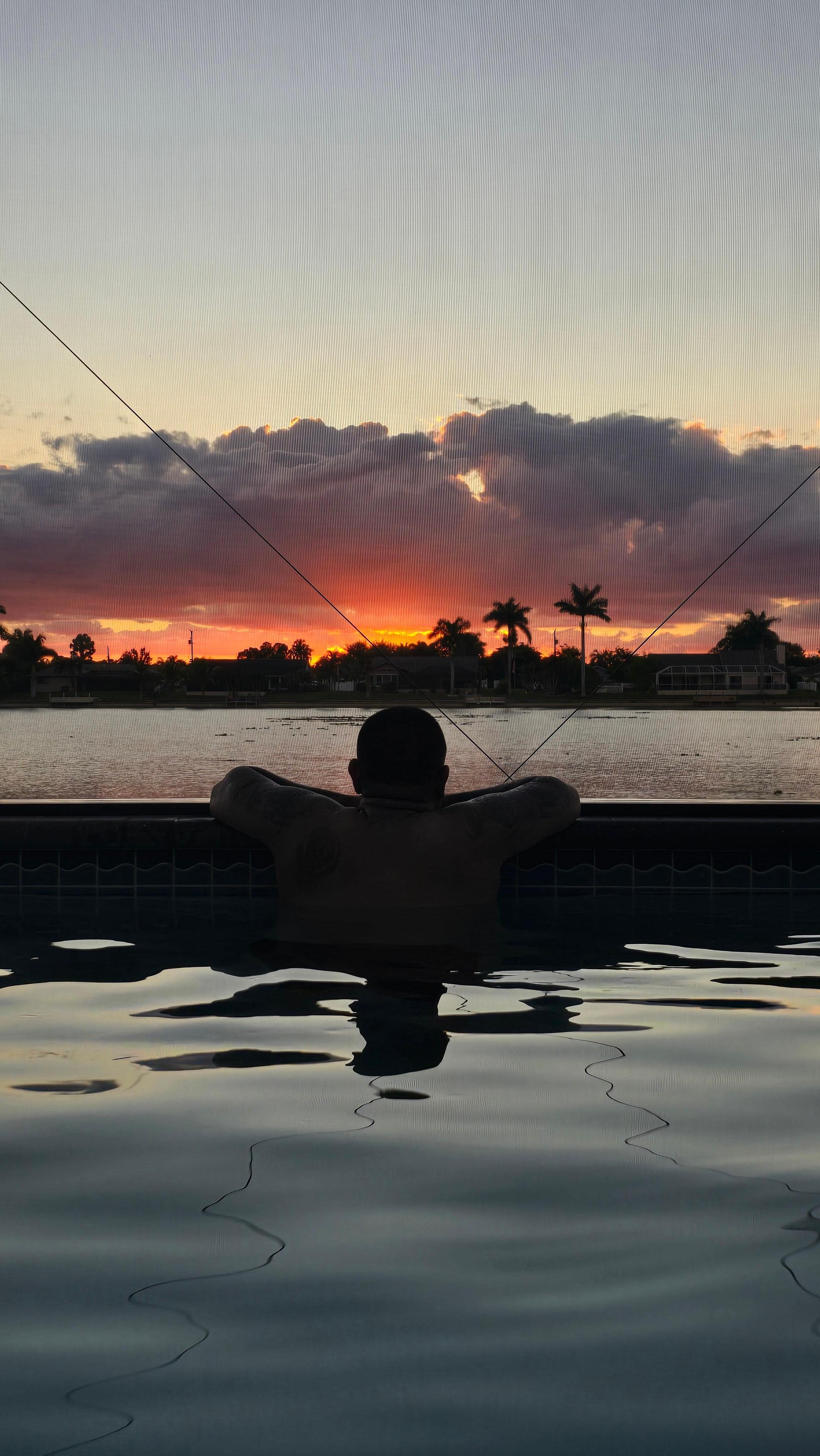 Sunset from in the pool
