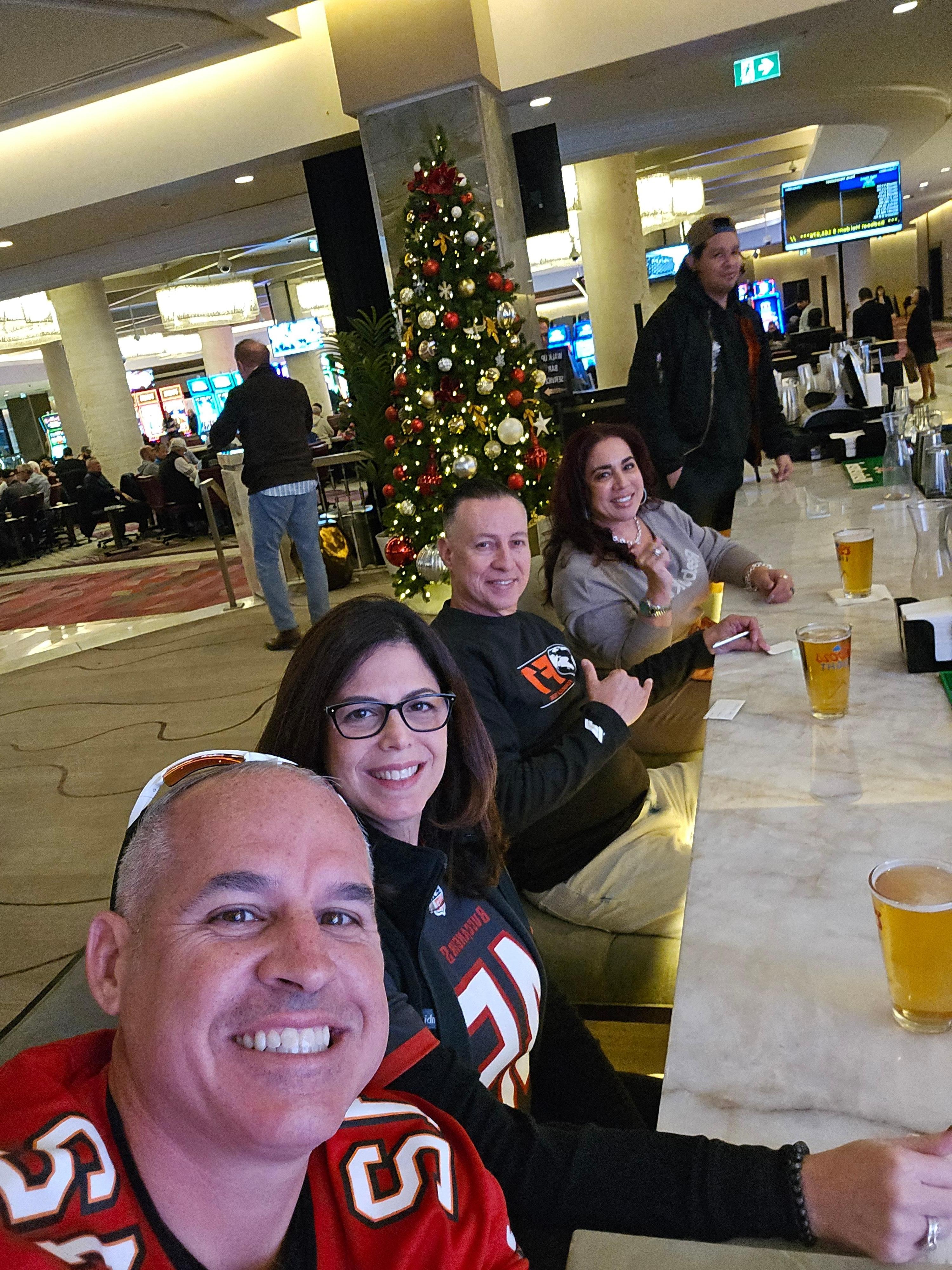 Enjoying a drink at the bar.