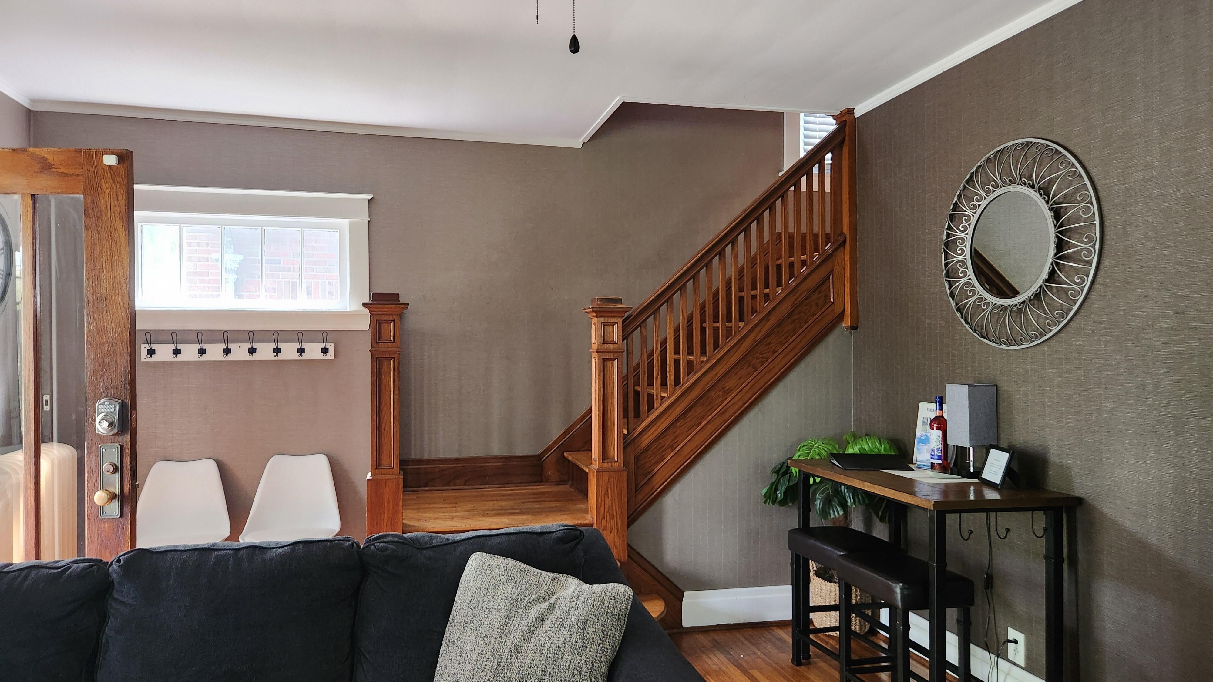 The beautiful but squeaky wood stairwell