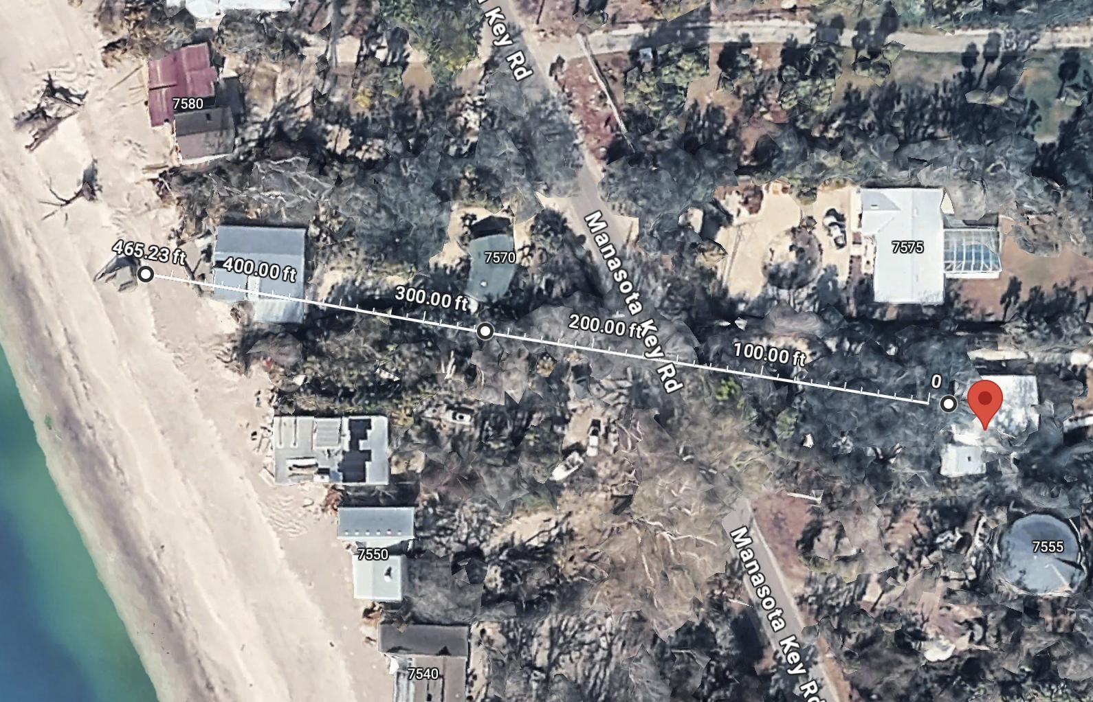 Distance from the front porch to the beach across the street.