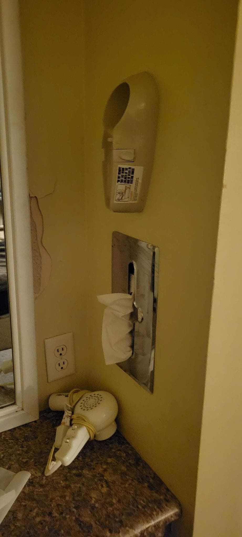 Plaster damaged and falling off. 