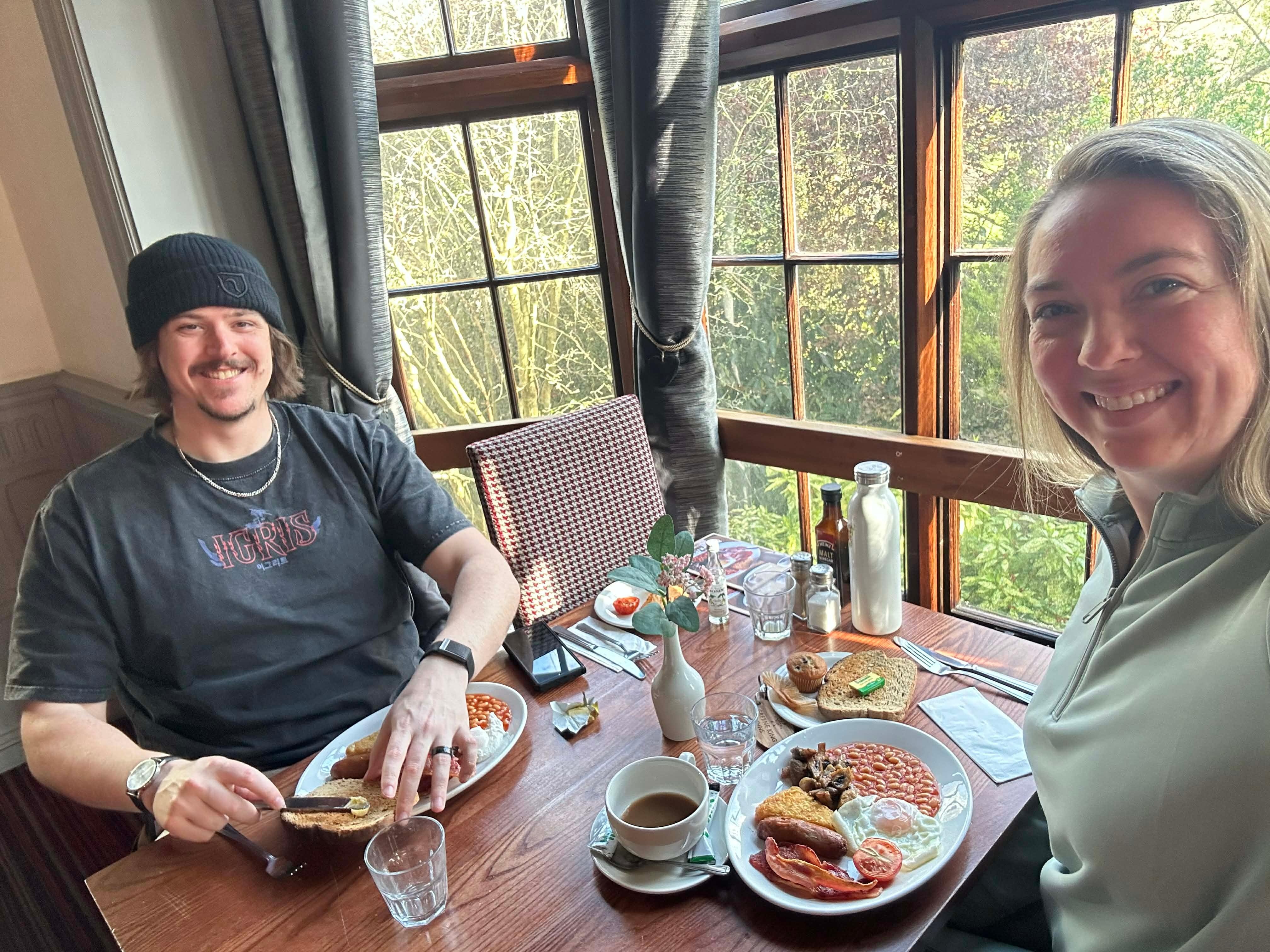 Our lovely breakfast over looking the park and trees