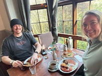 Our lovely breakfast over looking the park and trees