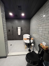 The beautiful master bath. Watch out for the slippery step!