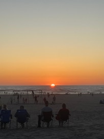 Sunset seaside boardwalk right near the hotel