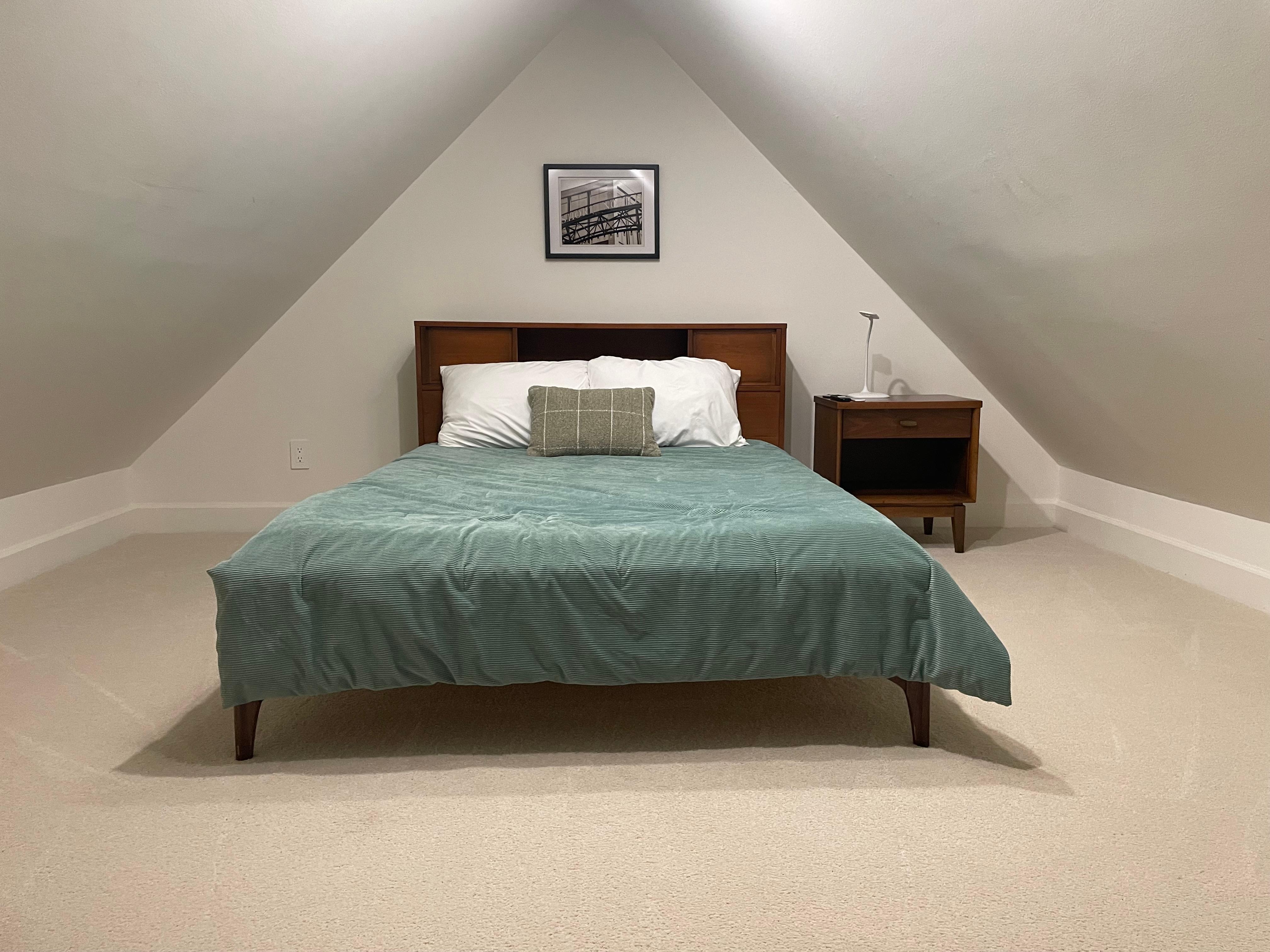 Bedding in the loft.