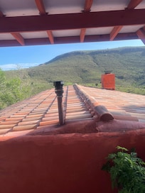 From the balcony on the backside of the home.