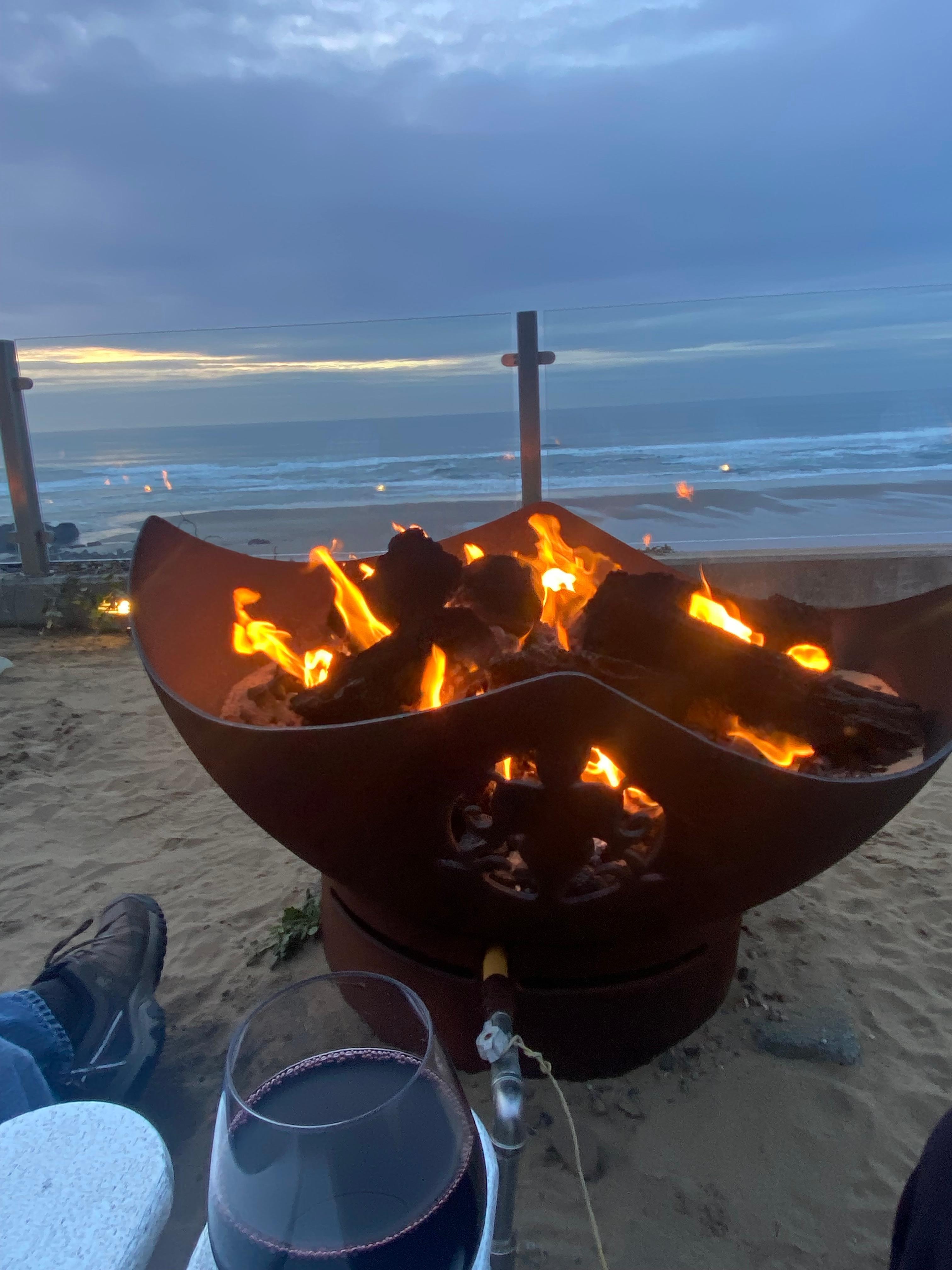 Love the fire pit behind glass. Excellent place to enjoy the sunset. 