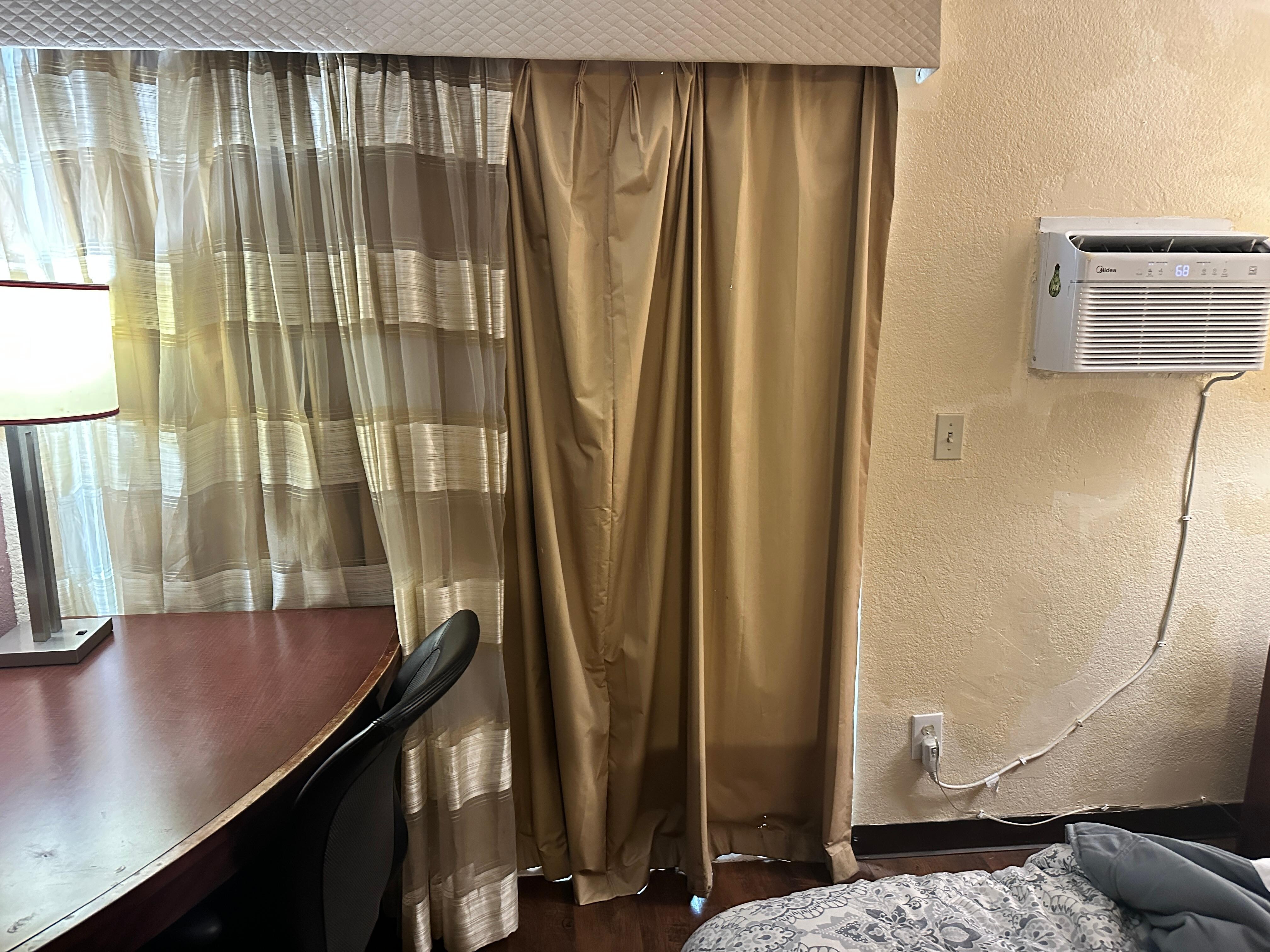 Torn curtains.