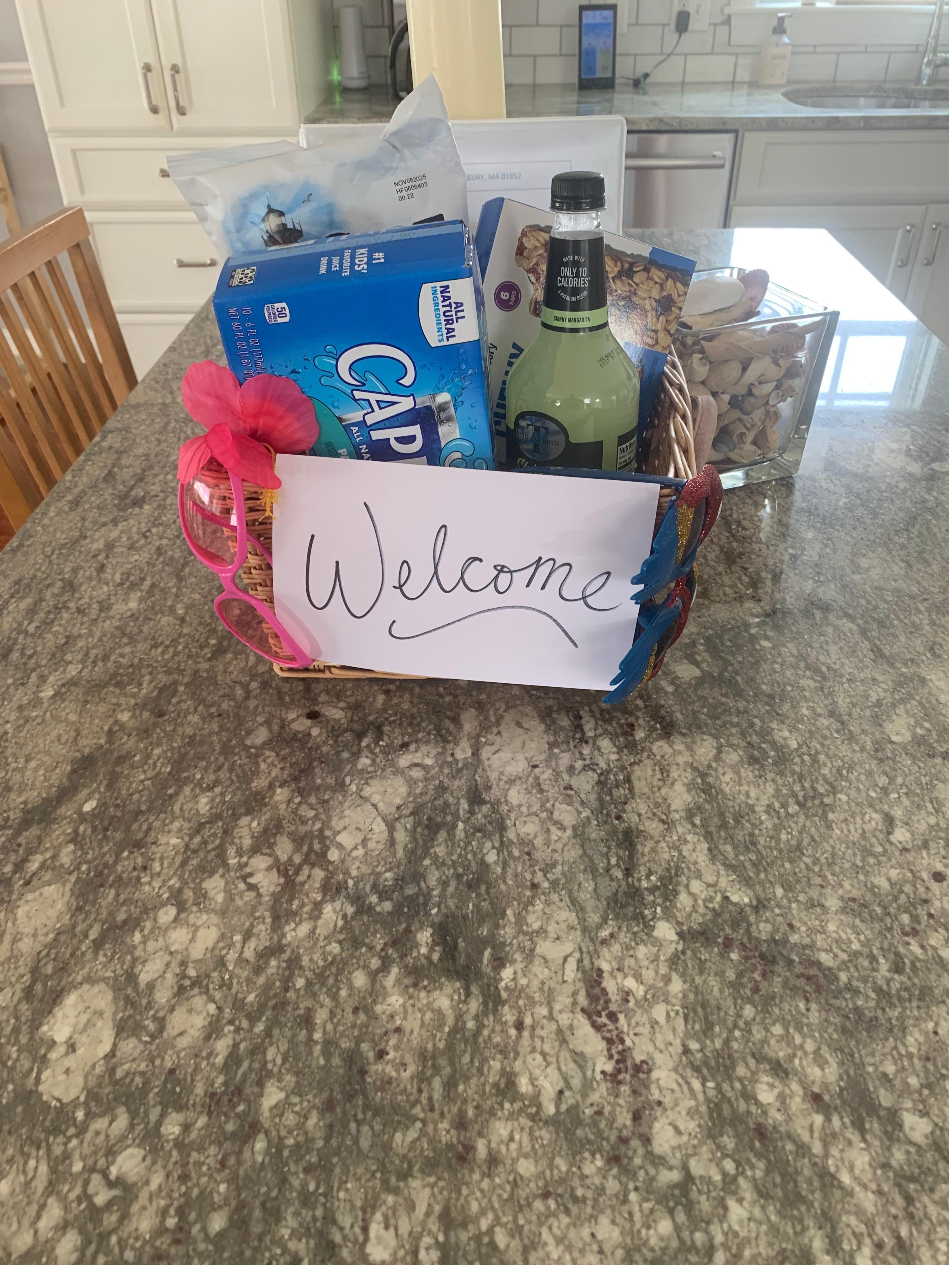An unexpected welcome basket from our host!