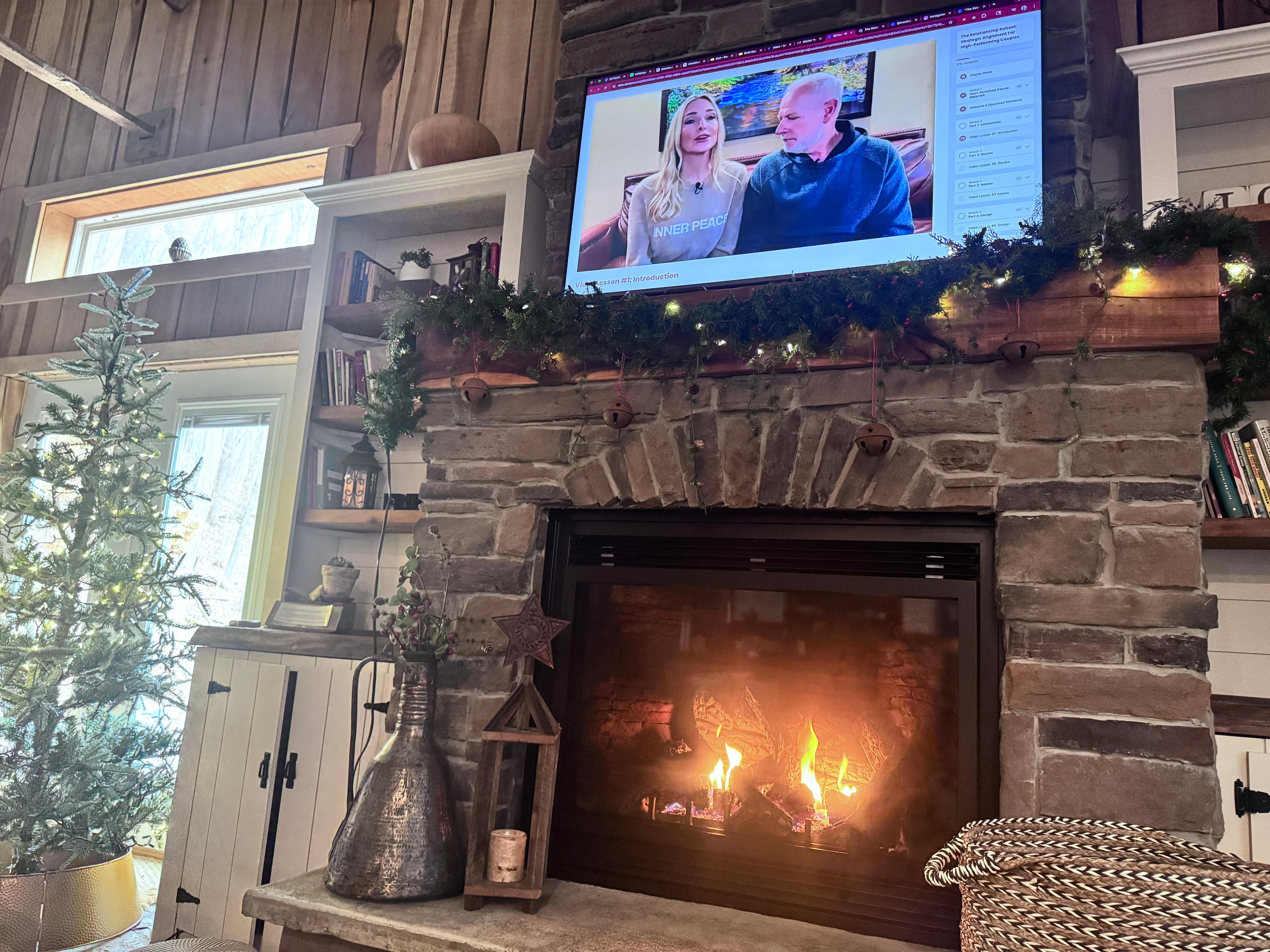 Our Virtual Reboot & Gola planning around the fireplace