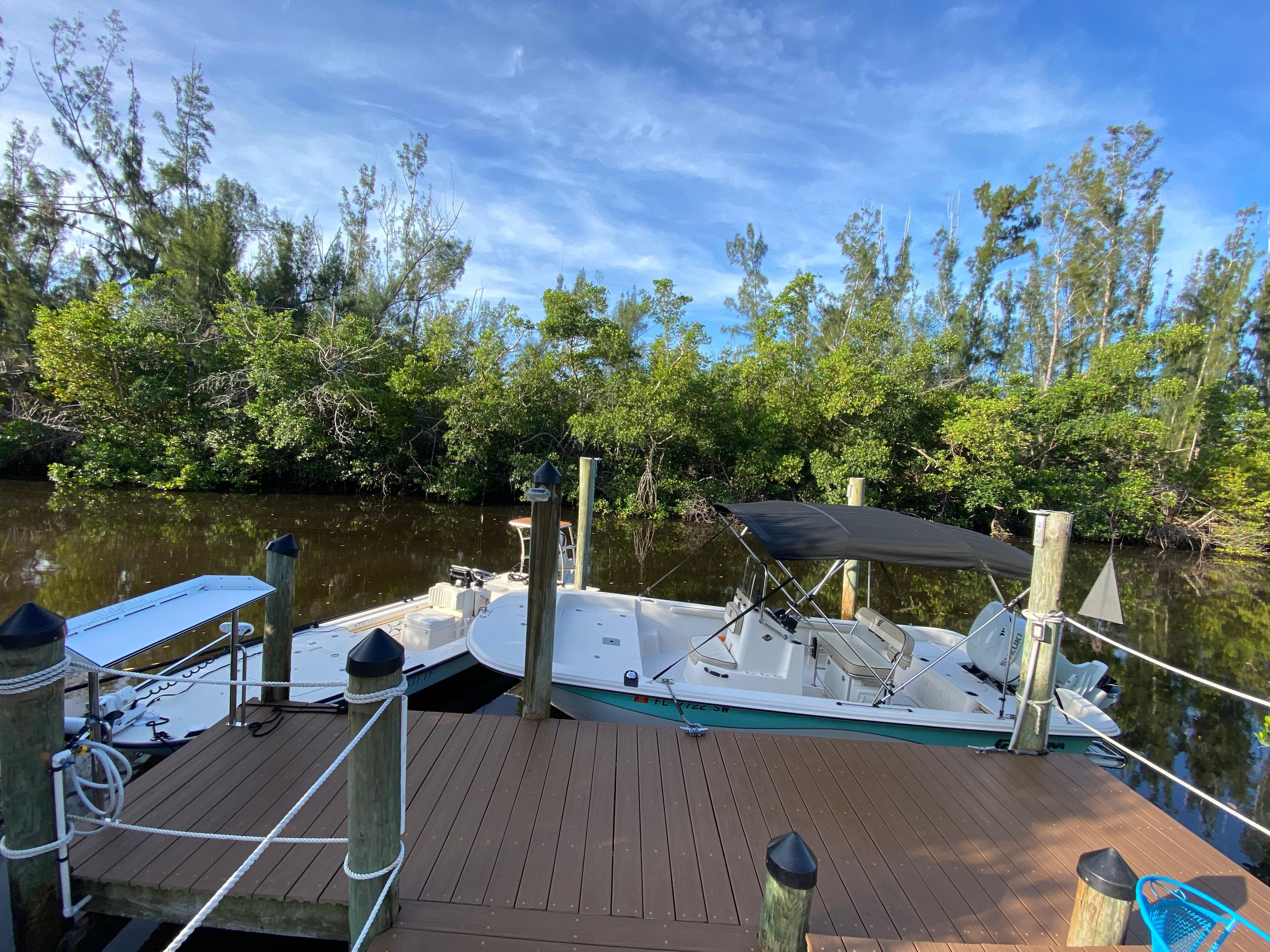 Enough dockage for two 18/19 boats.