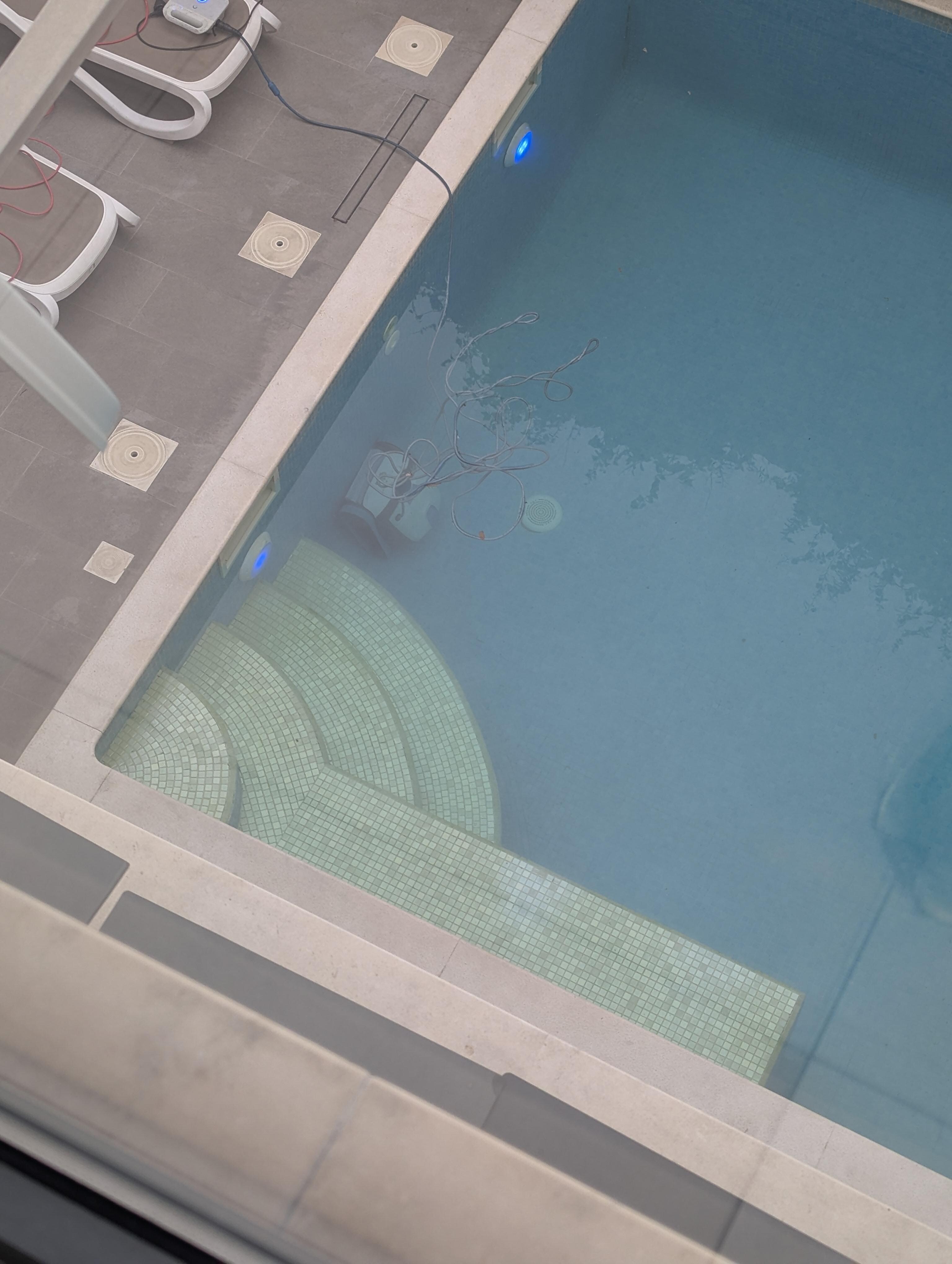 Two floors above the pool and you can still see the layer of grime on the steps. Disgusting. 