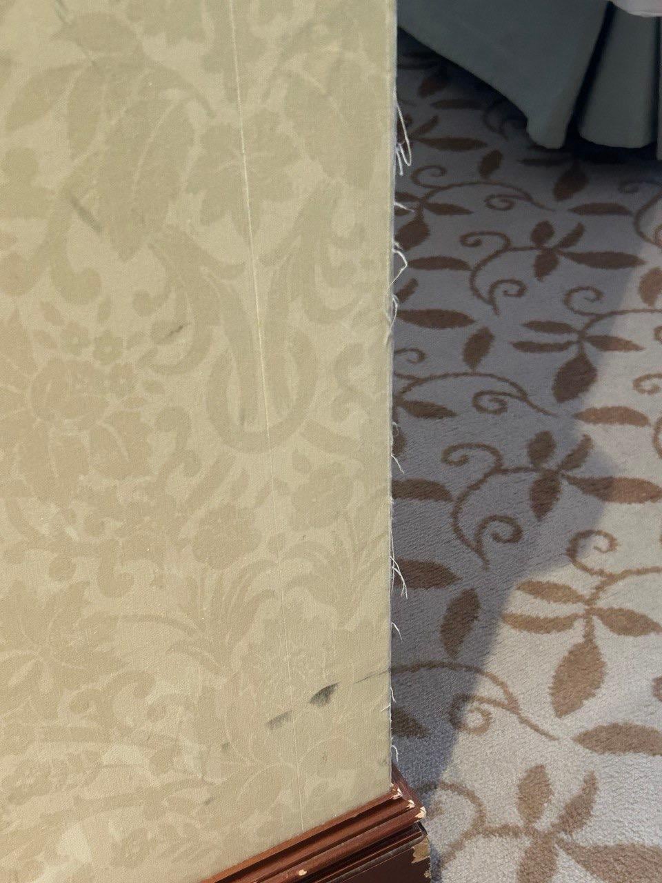 Suciedad en pared y desperfectos en tapizados y maderas