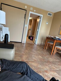 Forgot to get a shot of the love seat but it’s a small 2 seater. They would have room for an actual couch on the other wall.
