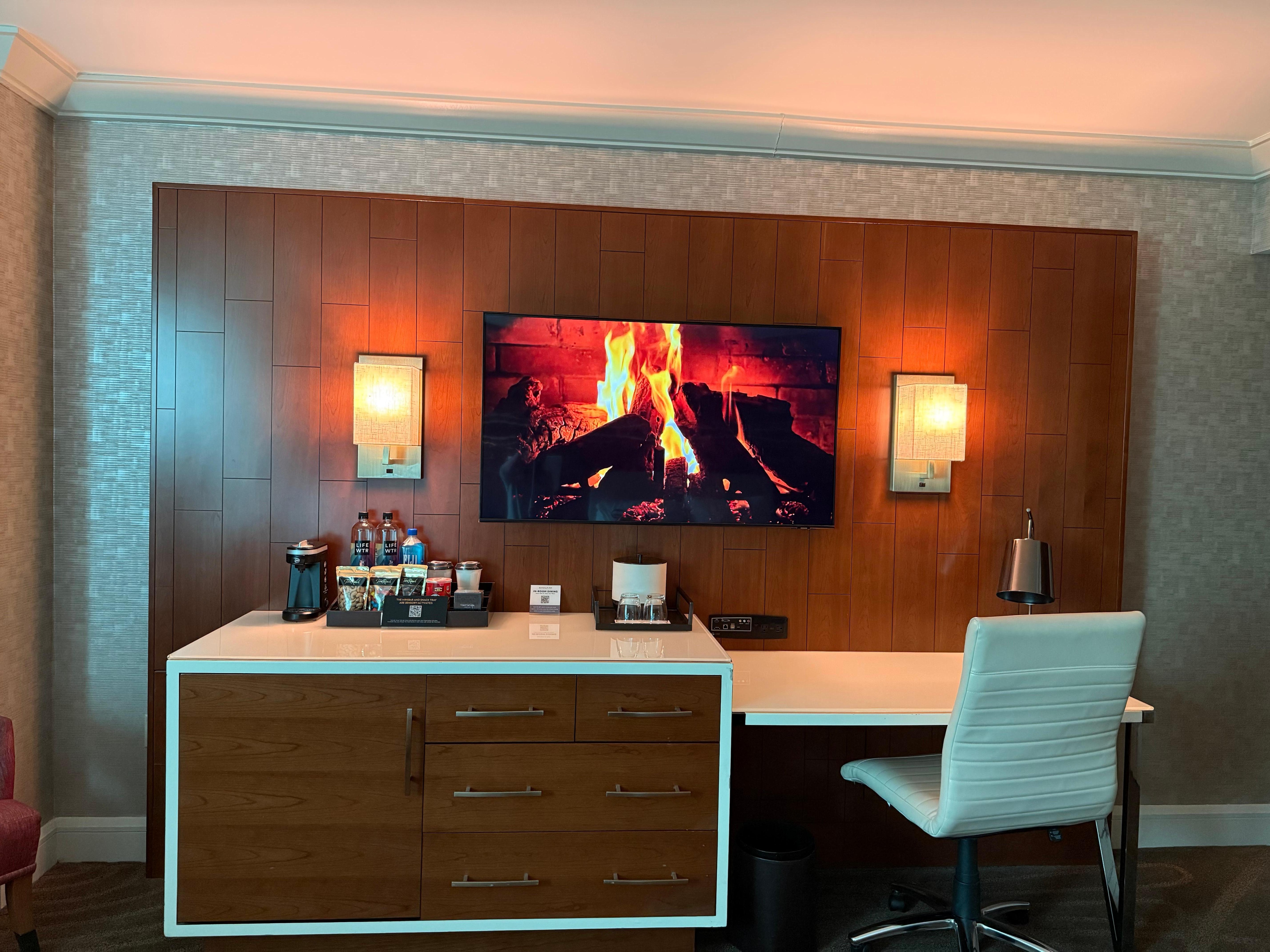 Our room, liked the crackling fire video!