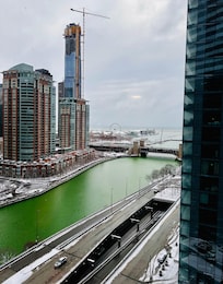 This was taken St. Patrick’s Day weekend when the Chicago River is turned green 🍀