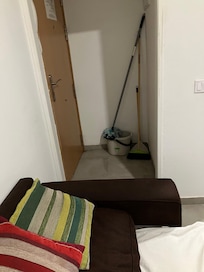 The cleaning tools on the leaving area with chemicals outside I have asthma