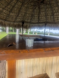 Used cups left on bar