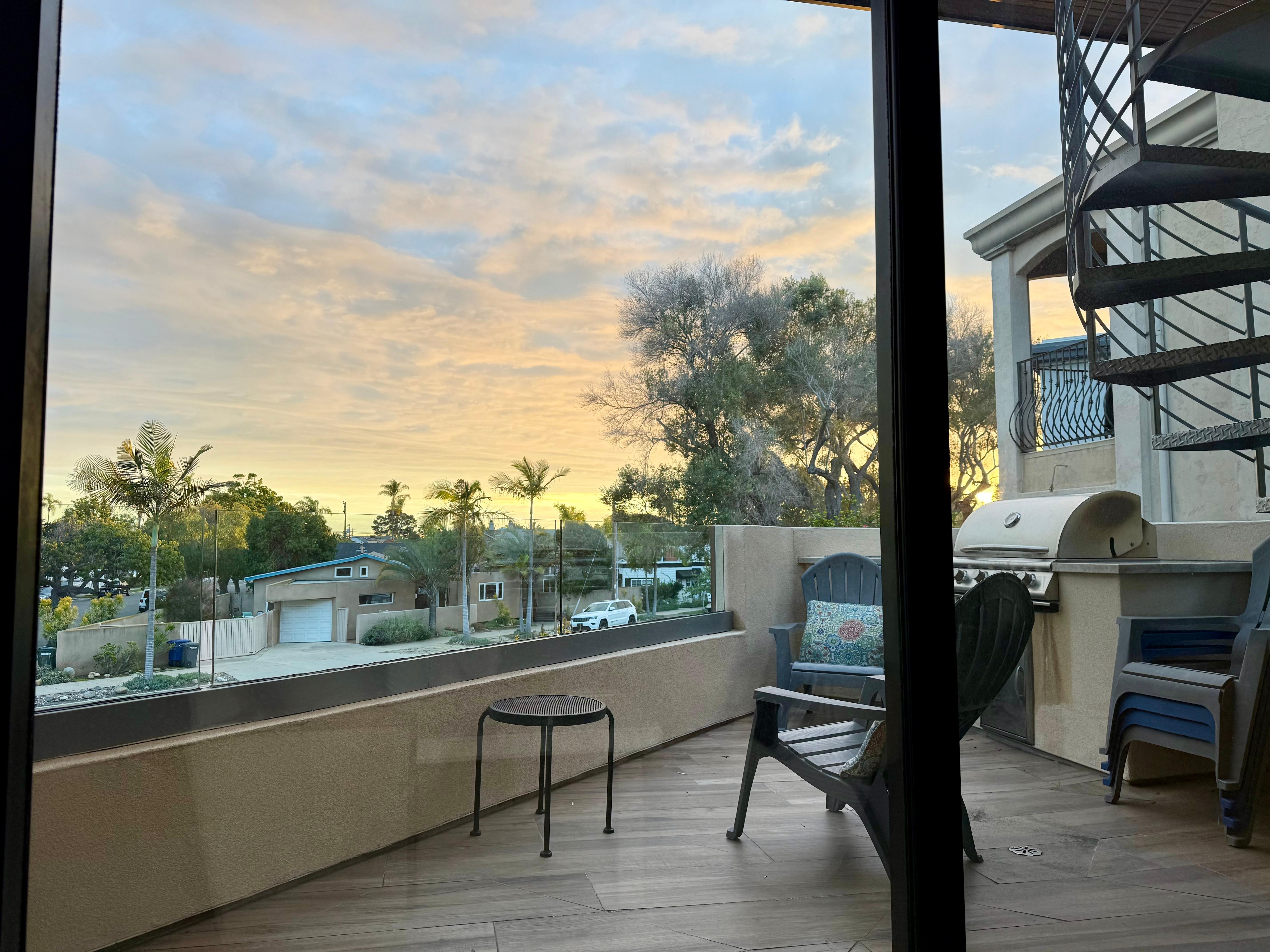 The sunsets off the balcony/patio are colorful