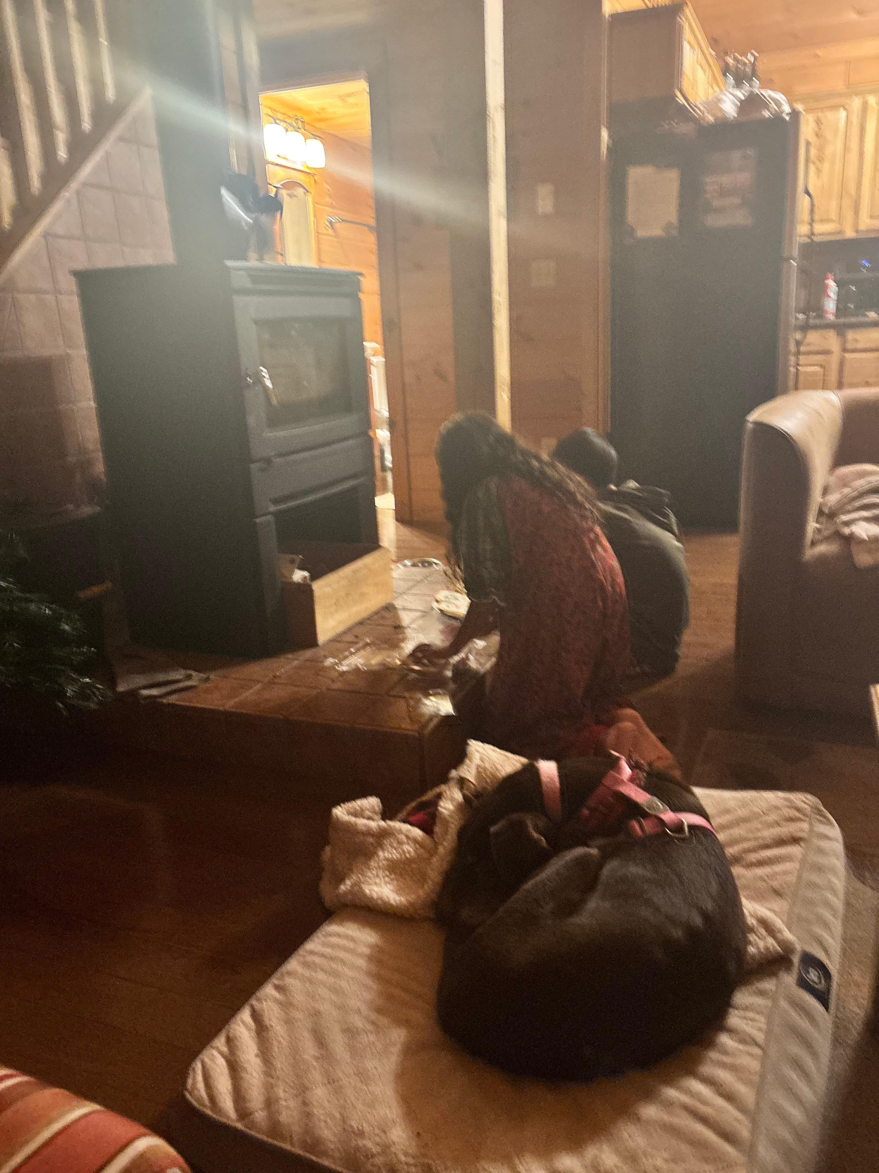 Setting out milk and cookies for Santa 