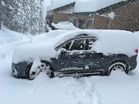 We parked in the back because it was just plowed when we got in and it’s hard to see where you can park with all the snow on the ground. Parking is steep in the front and back. So choose cautiously.
