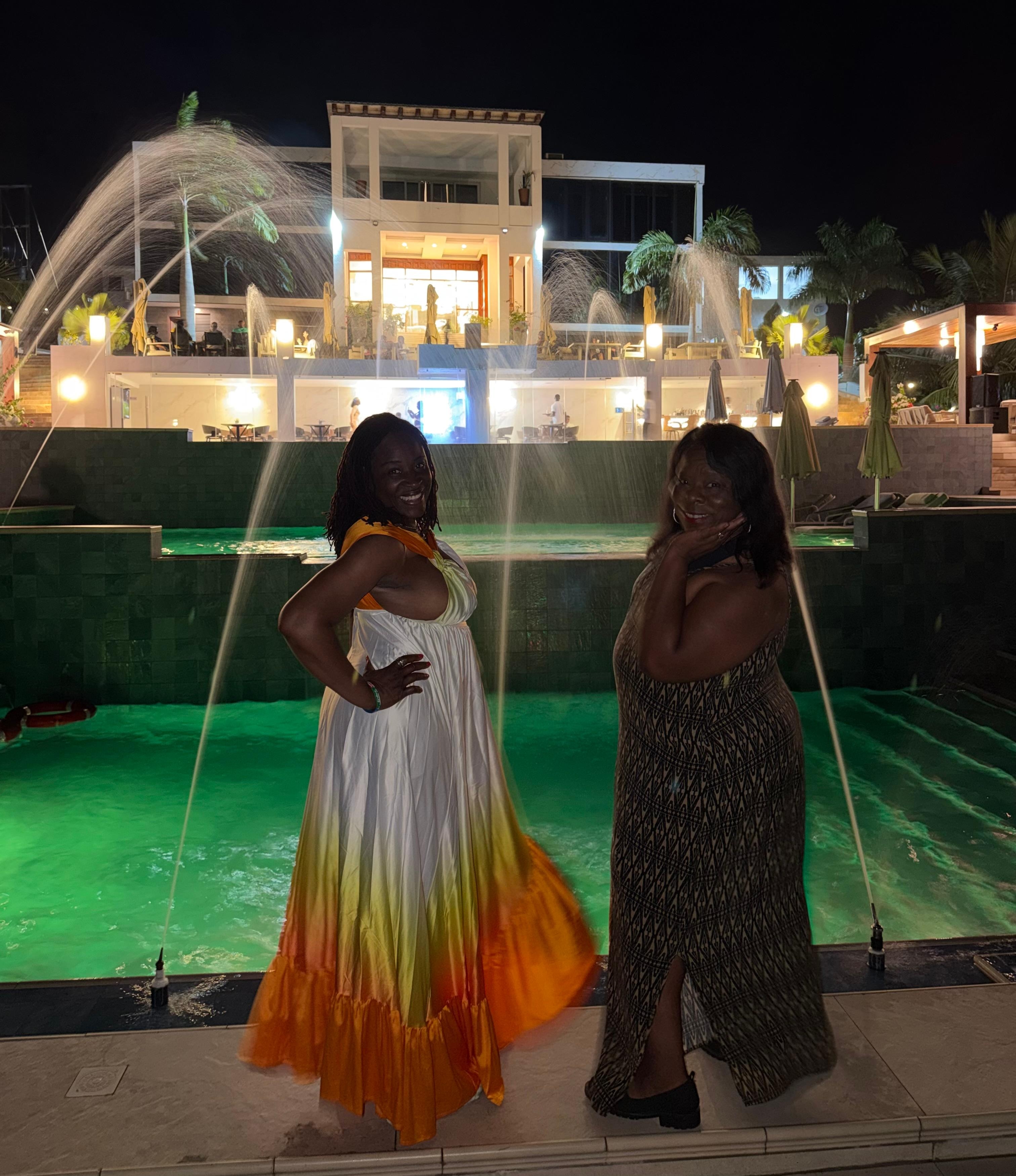 My mother in Christ and I enjoyed the pool side view. 