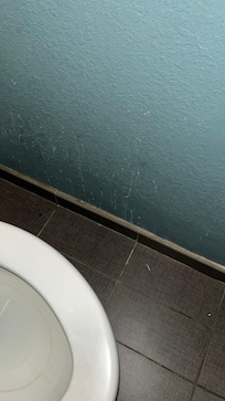 Unclean bathroom wall!