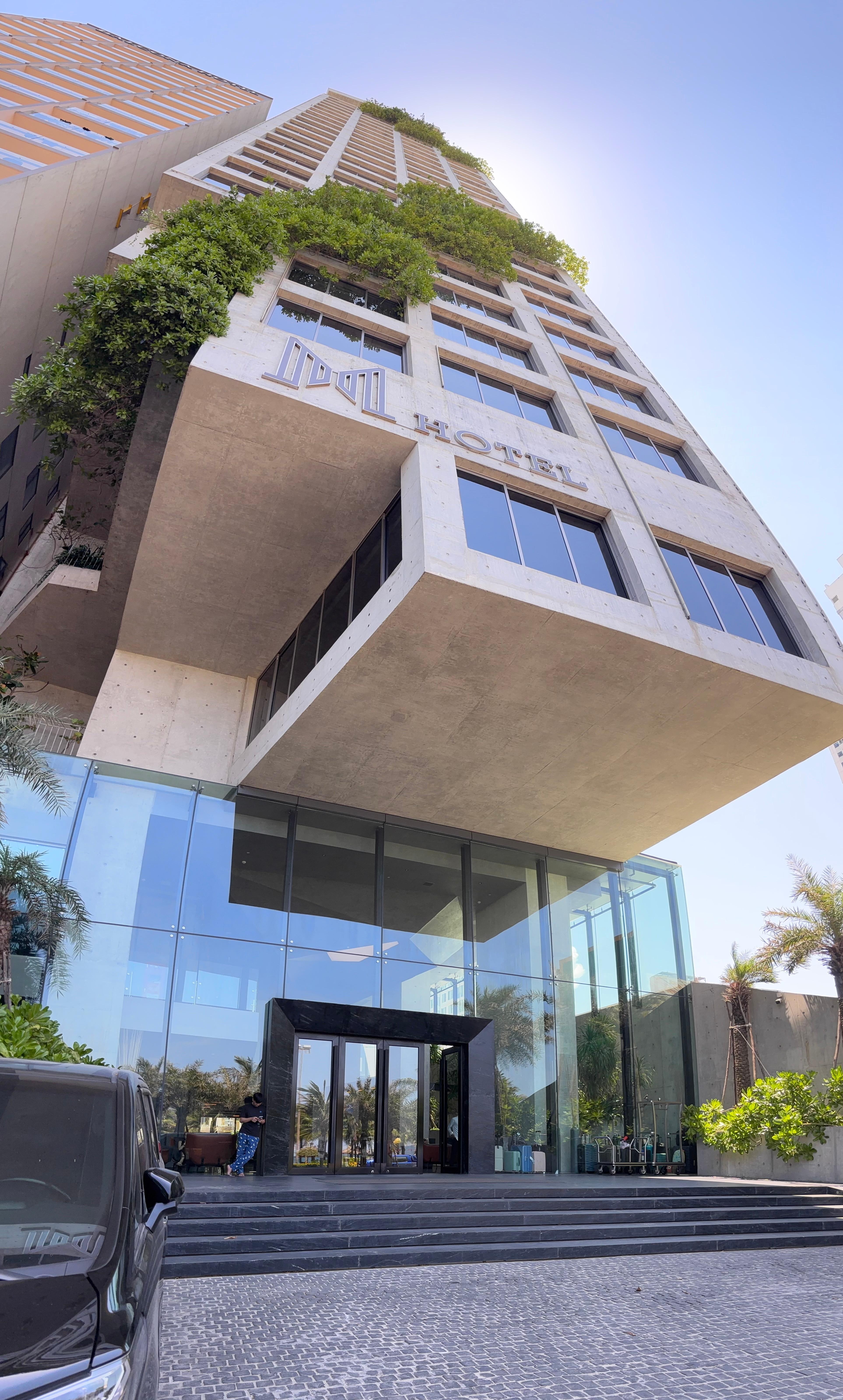 The facade of the hotel.