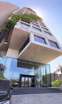 The facade of the hotel.