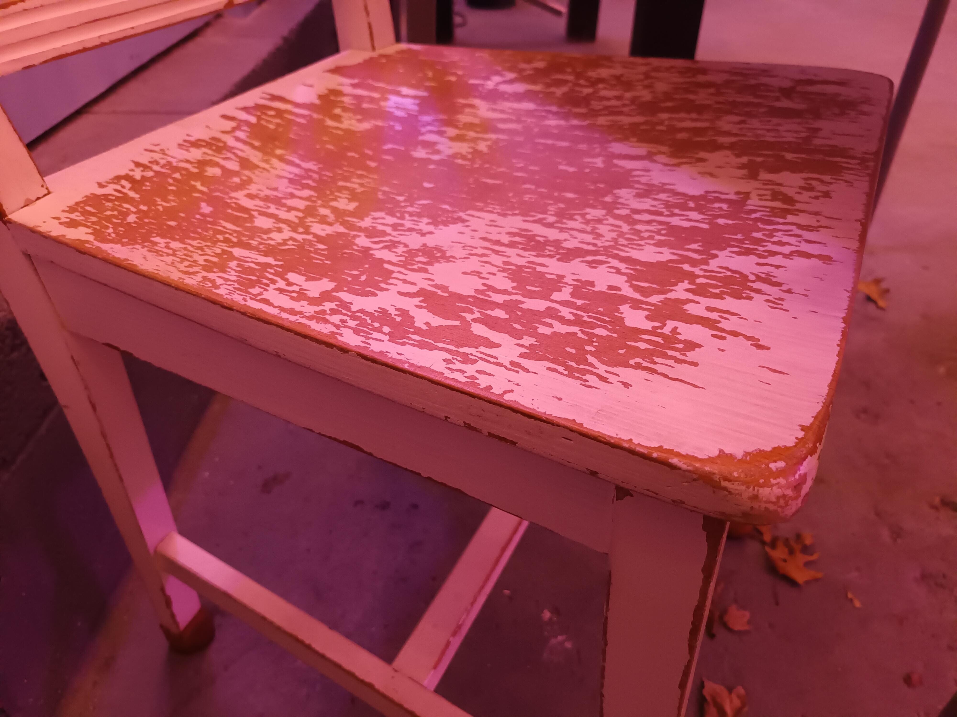 Actively flaking paint from chairs. Beware if you have kids.