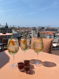 Drinks from the rooftop bar