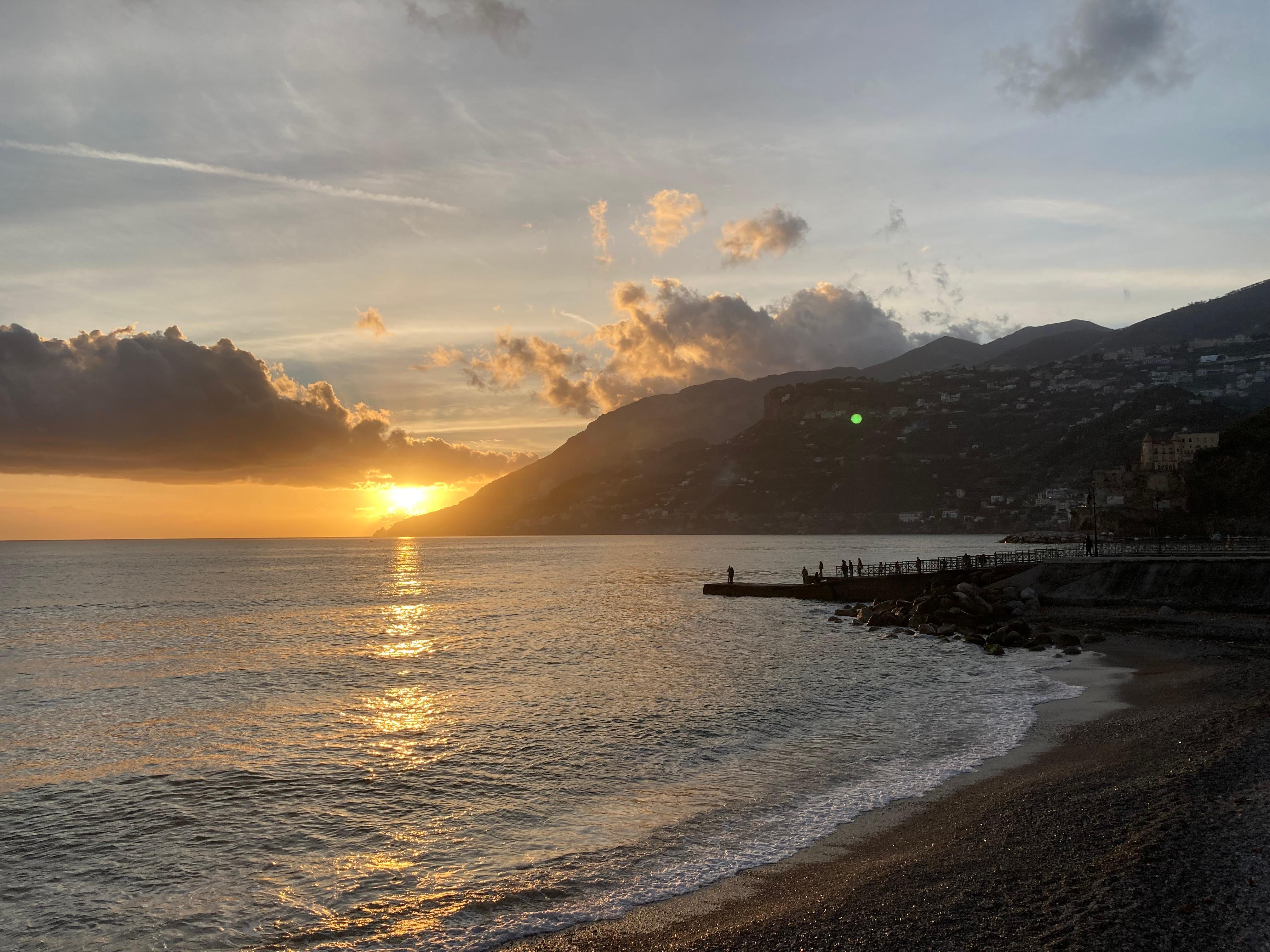 Maiori Beach at sunset 