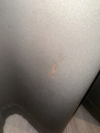 Blood on the curtains next to the bed